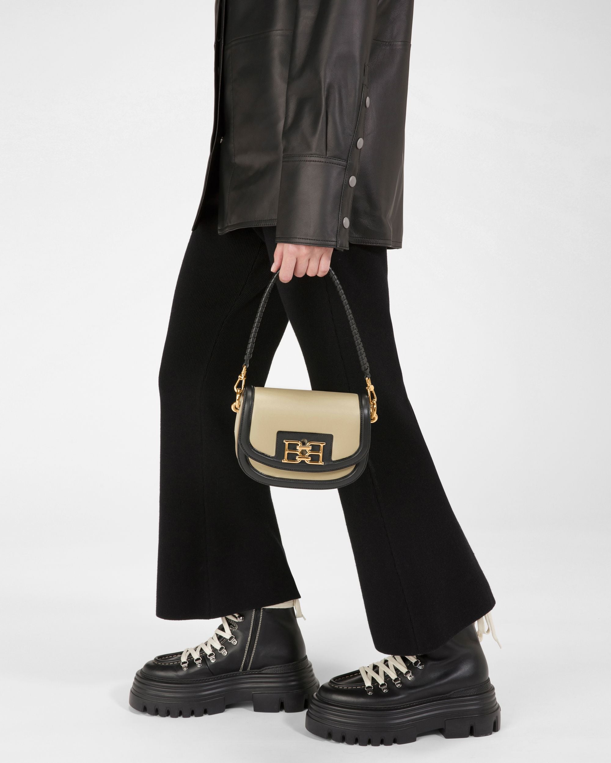 Baily Mini-Sac En Cuir Beige Clair Et Noir - Femme - Bally - 06