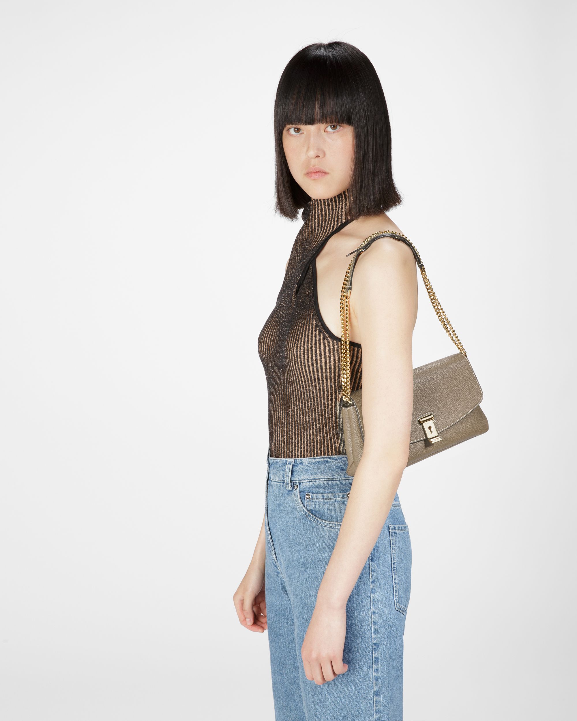 Leena Mini Sac En Cuir Couleur Taupe - Femme - Bally - 10