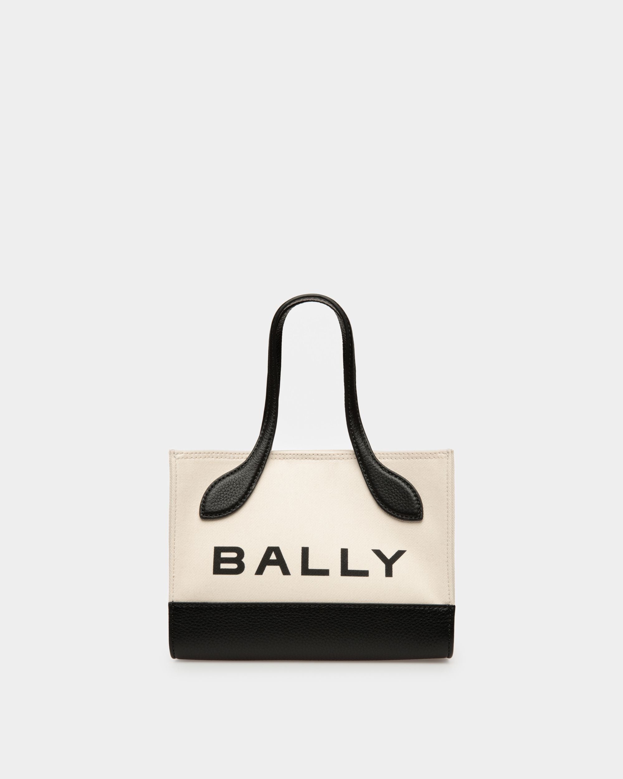 Minibolso Bar De Tela Color Natural Y Negro - Mujer - Bally - 01