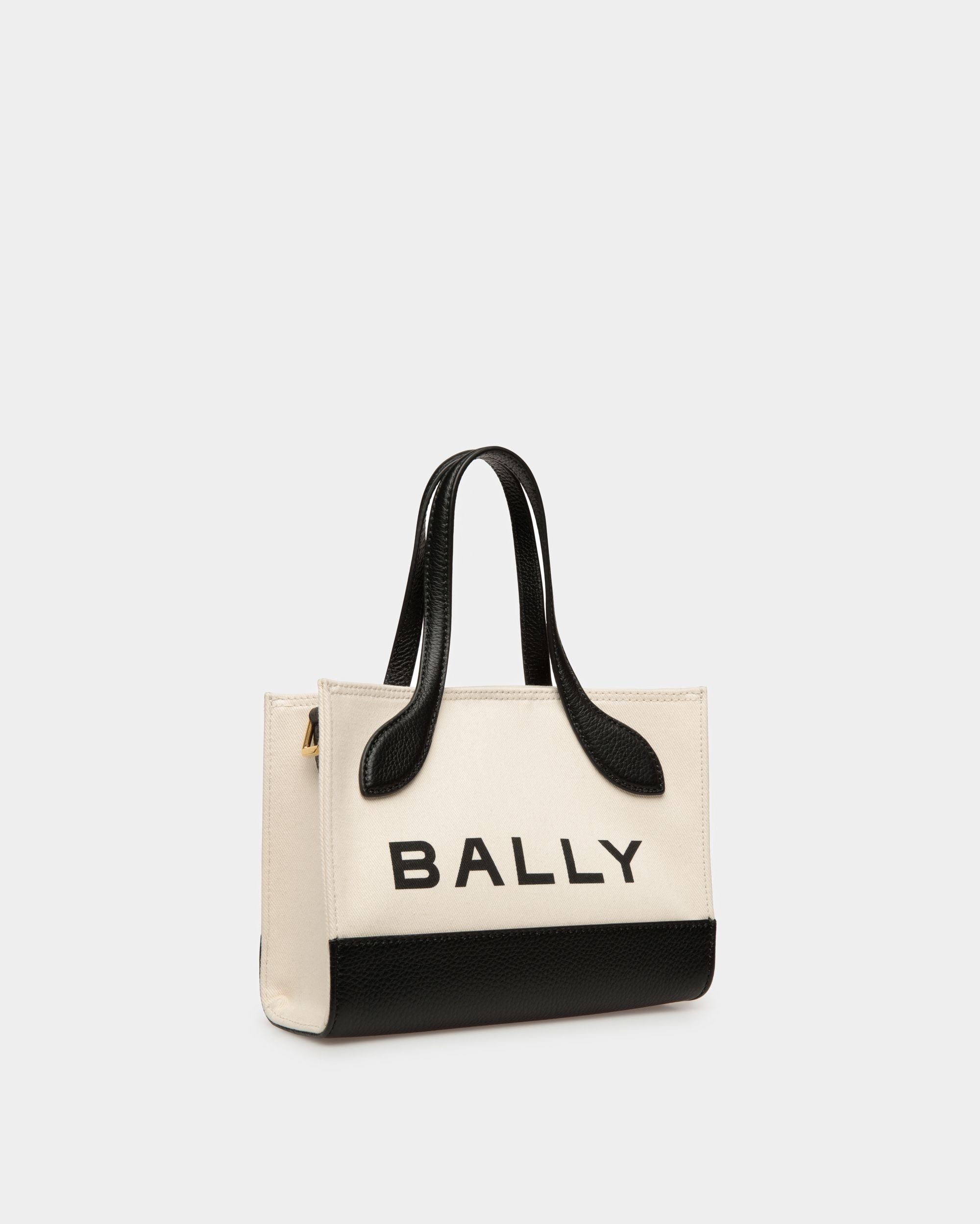 Minibolso Bar De Tela Color Natural Y Negro - Mujer - Bally - 04