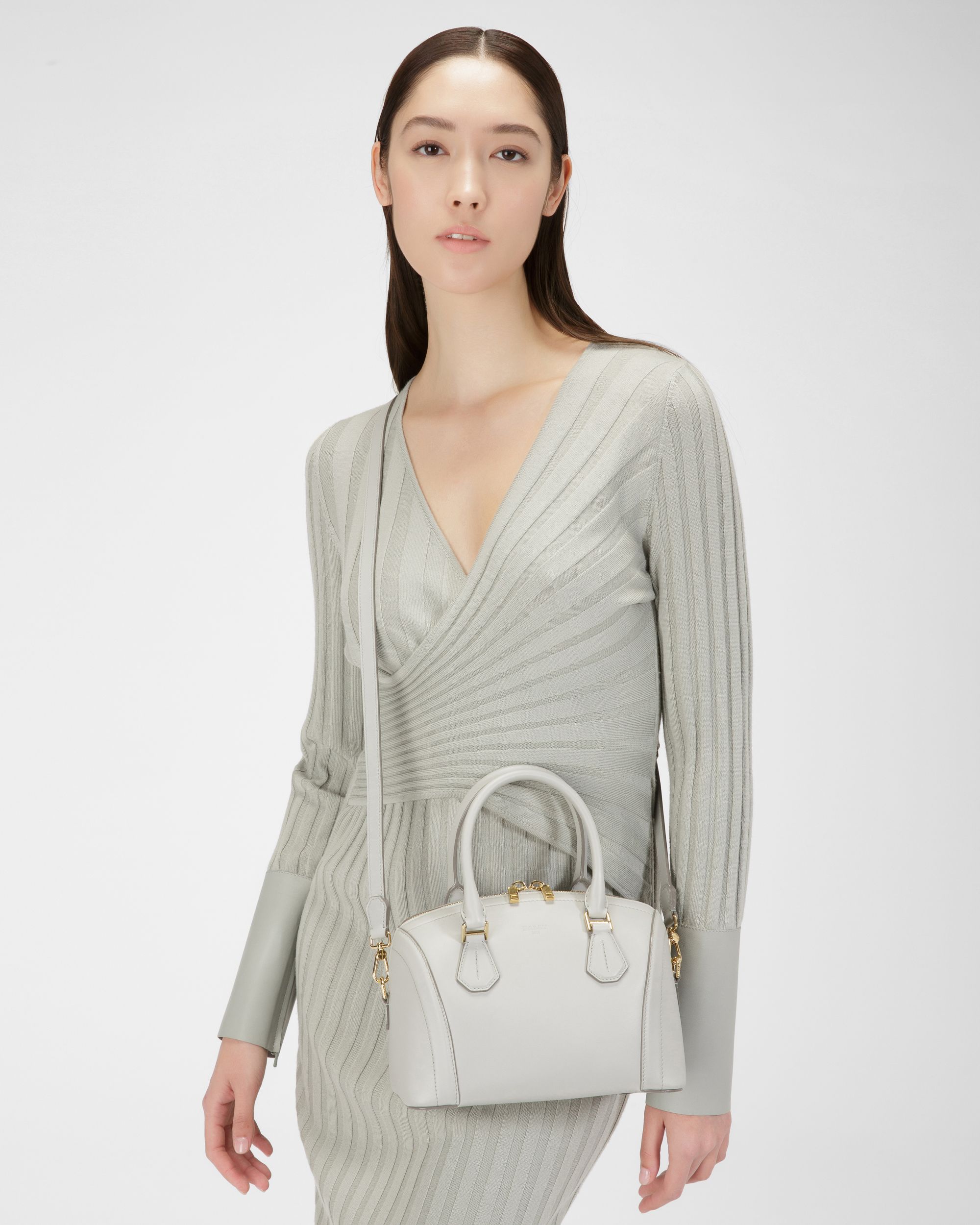 Saffi Small Sac À Bandoulière En Cuir Bleu Clair - Femme - Bally - 03