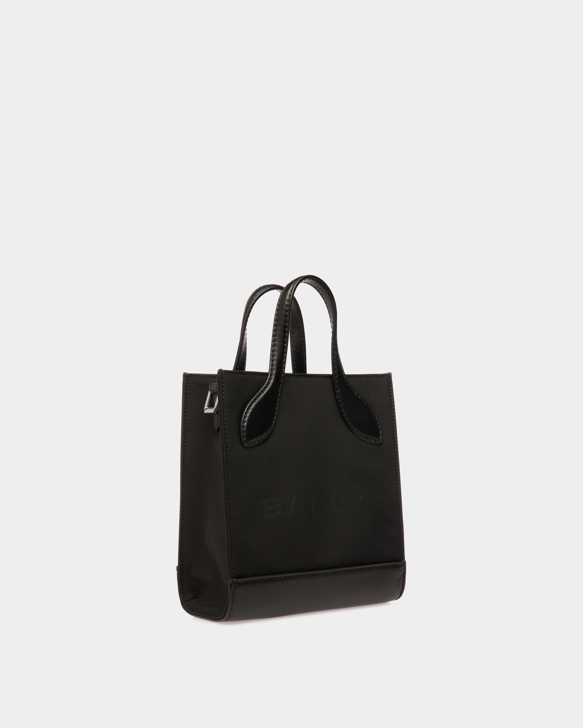 Bar Mini Tote Bag In Black Nylon And Leather - Women's - Bally - 04