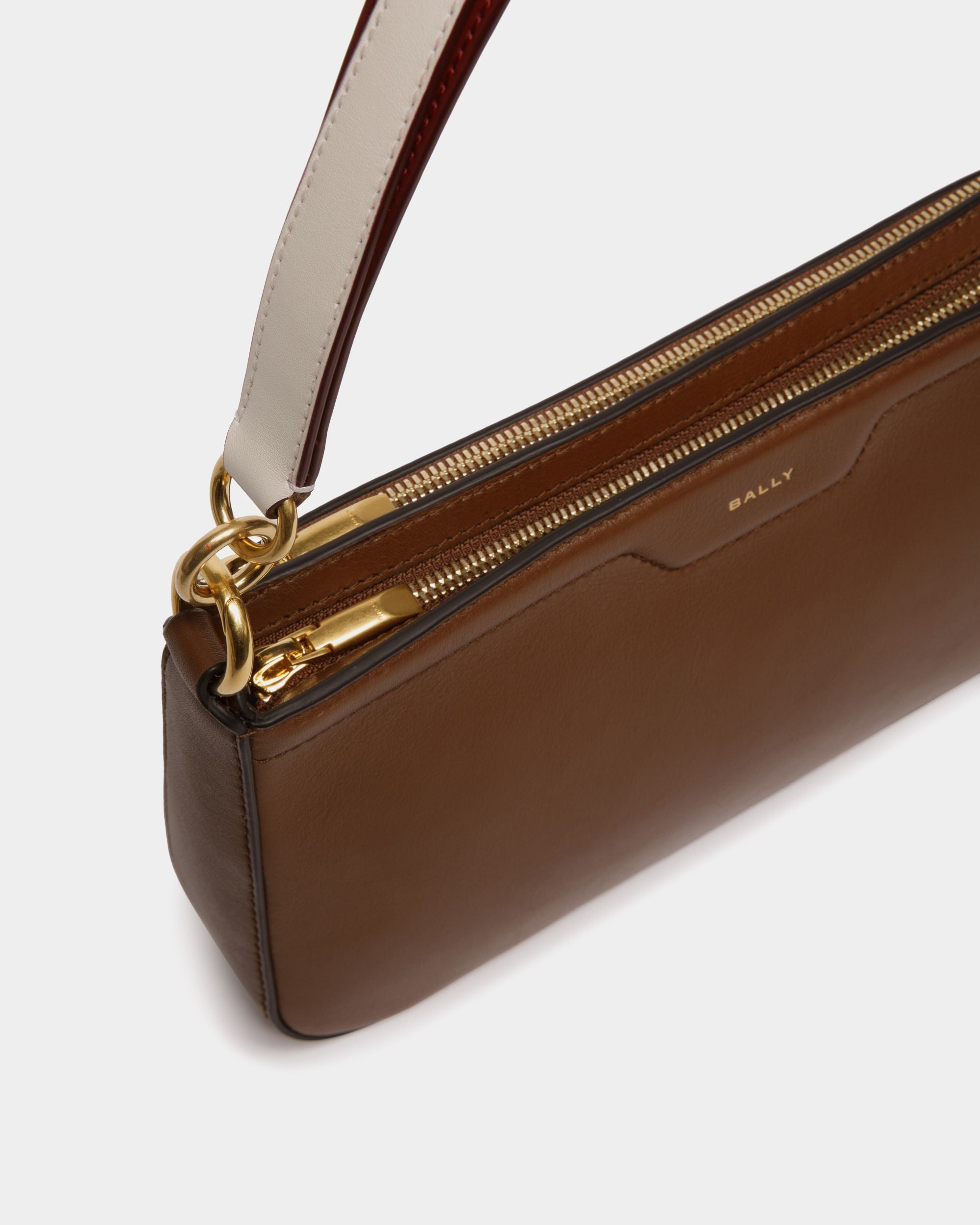Bolso De Hombro Code Pequeño De Piel Marrón - Mujer - Bally - 05