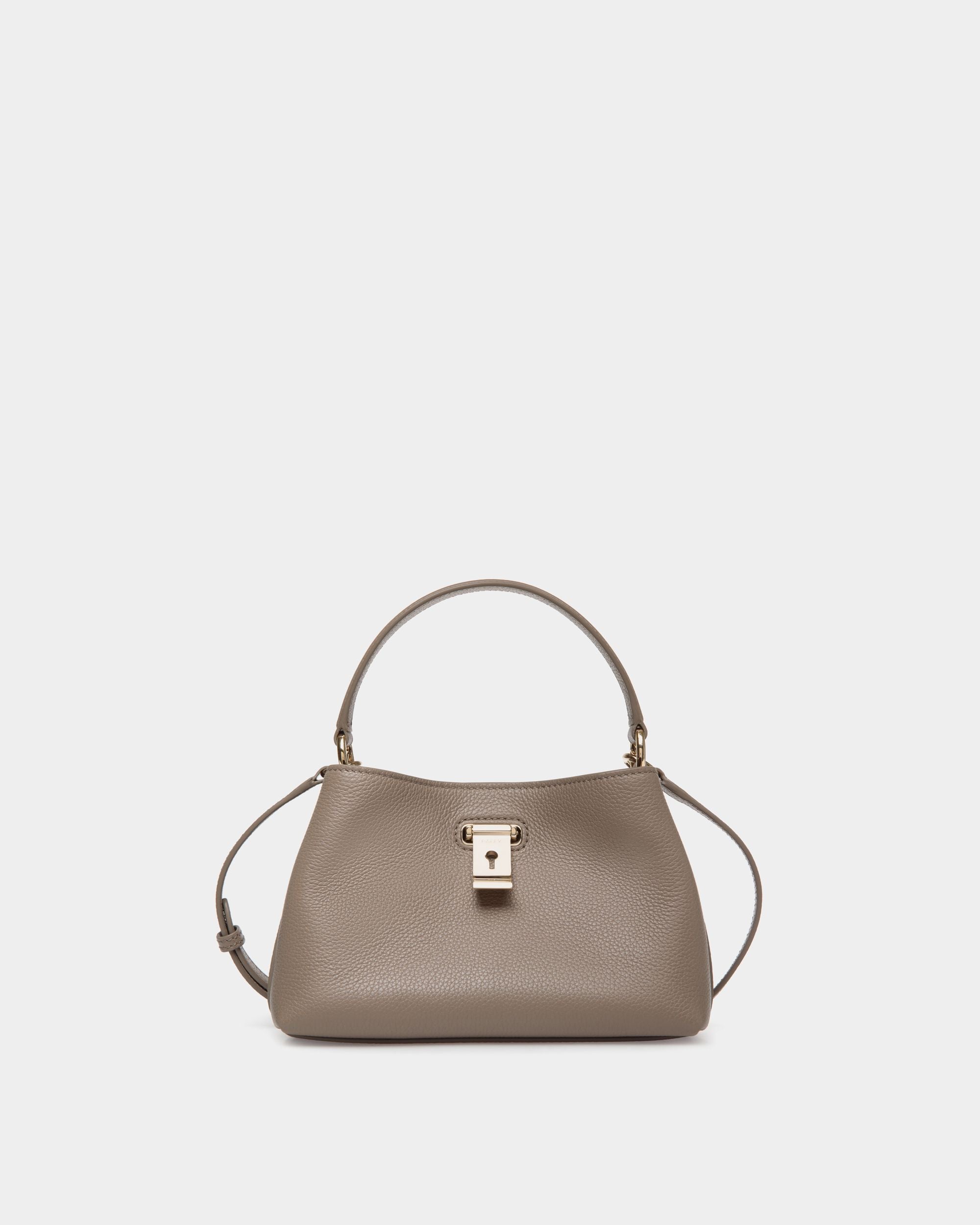 Minisac Lock Me En Cuir Grainé Taupe - Femme - Bally - 01