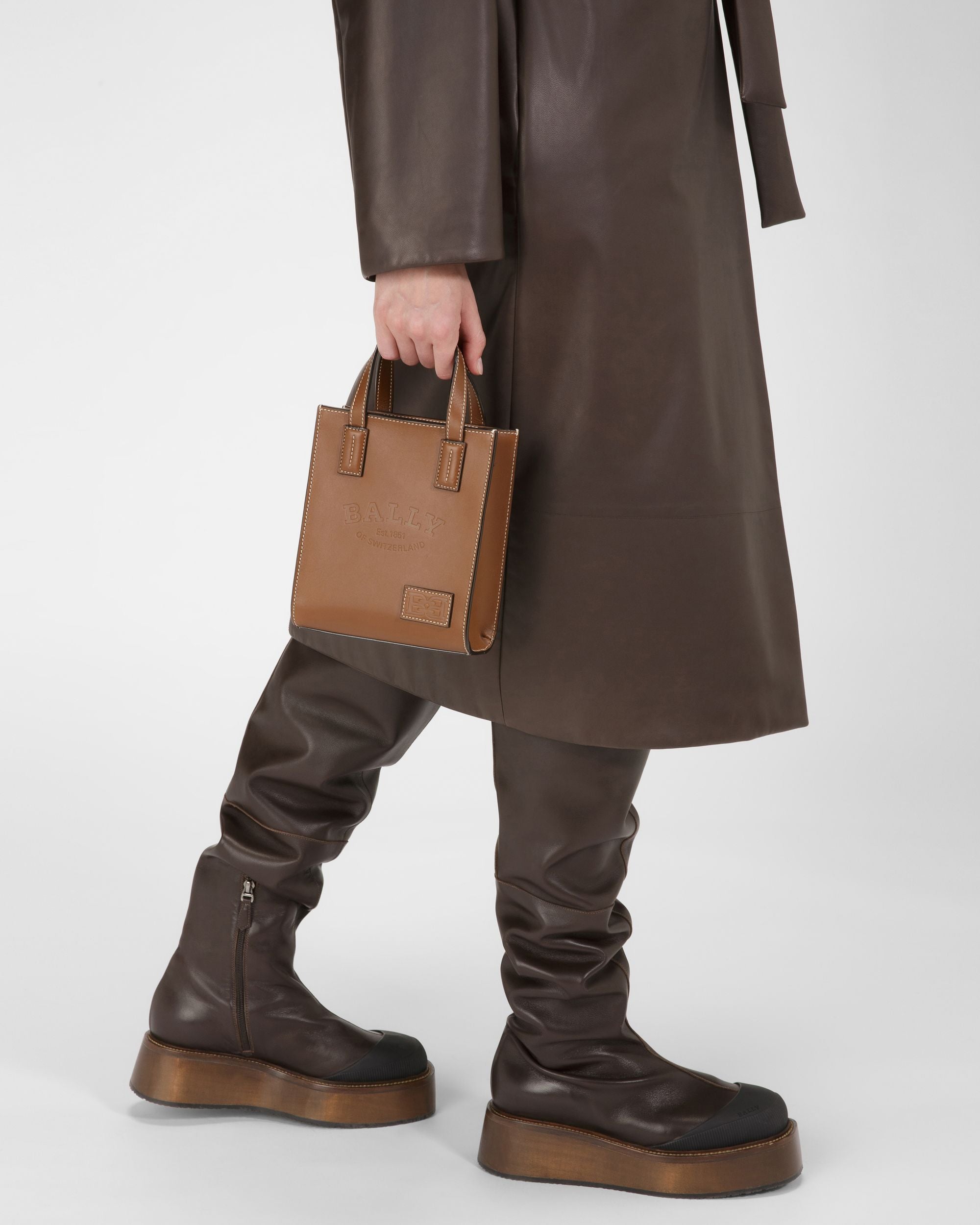 Crystalia Xs Mini-Sac En Cuir Marron - Femme - Bally - 02