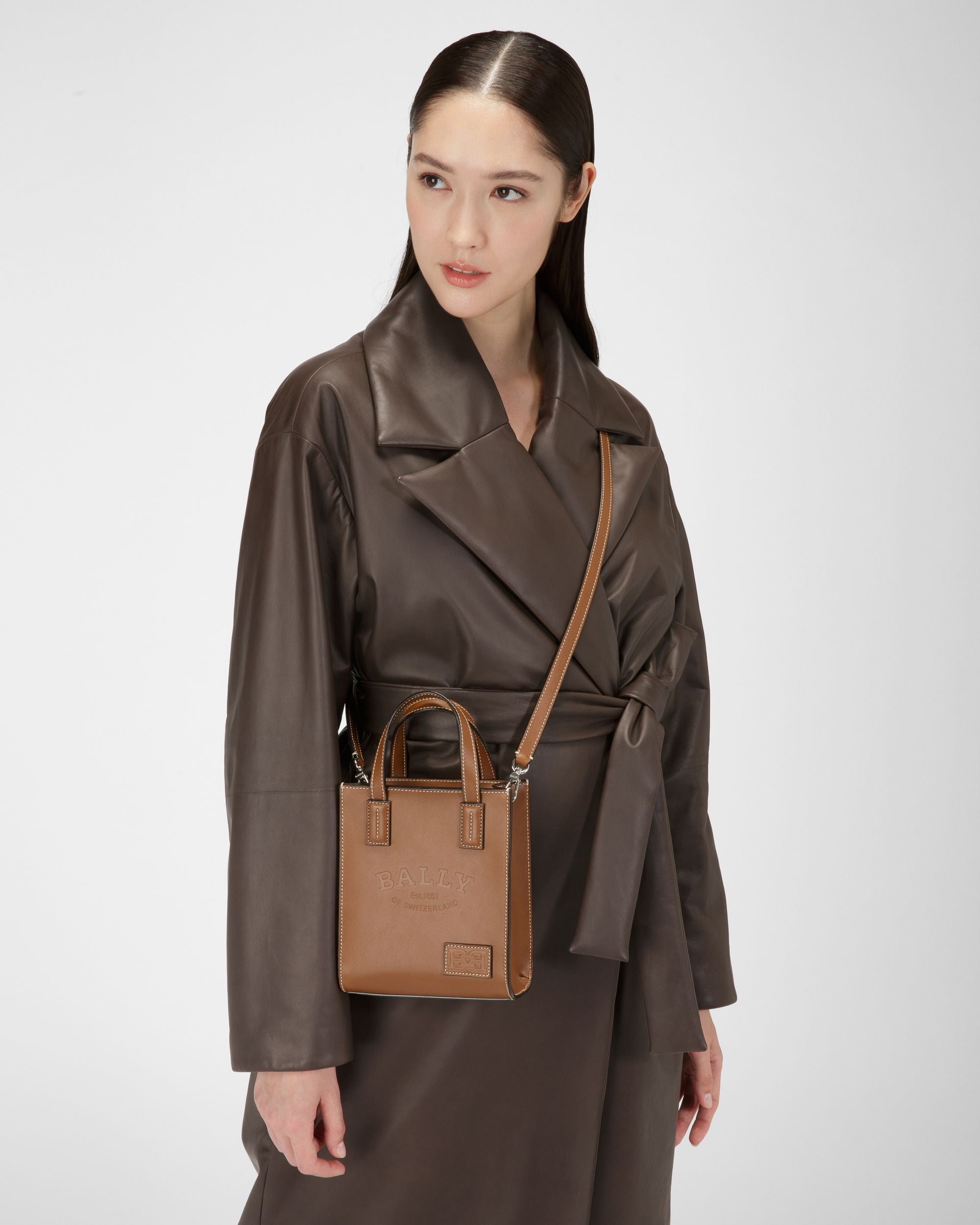 Crystalia Xs Mini-Sac En Cuir Marron - Femme - Bally - 06