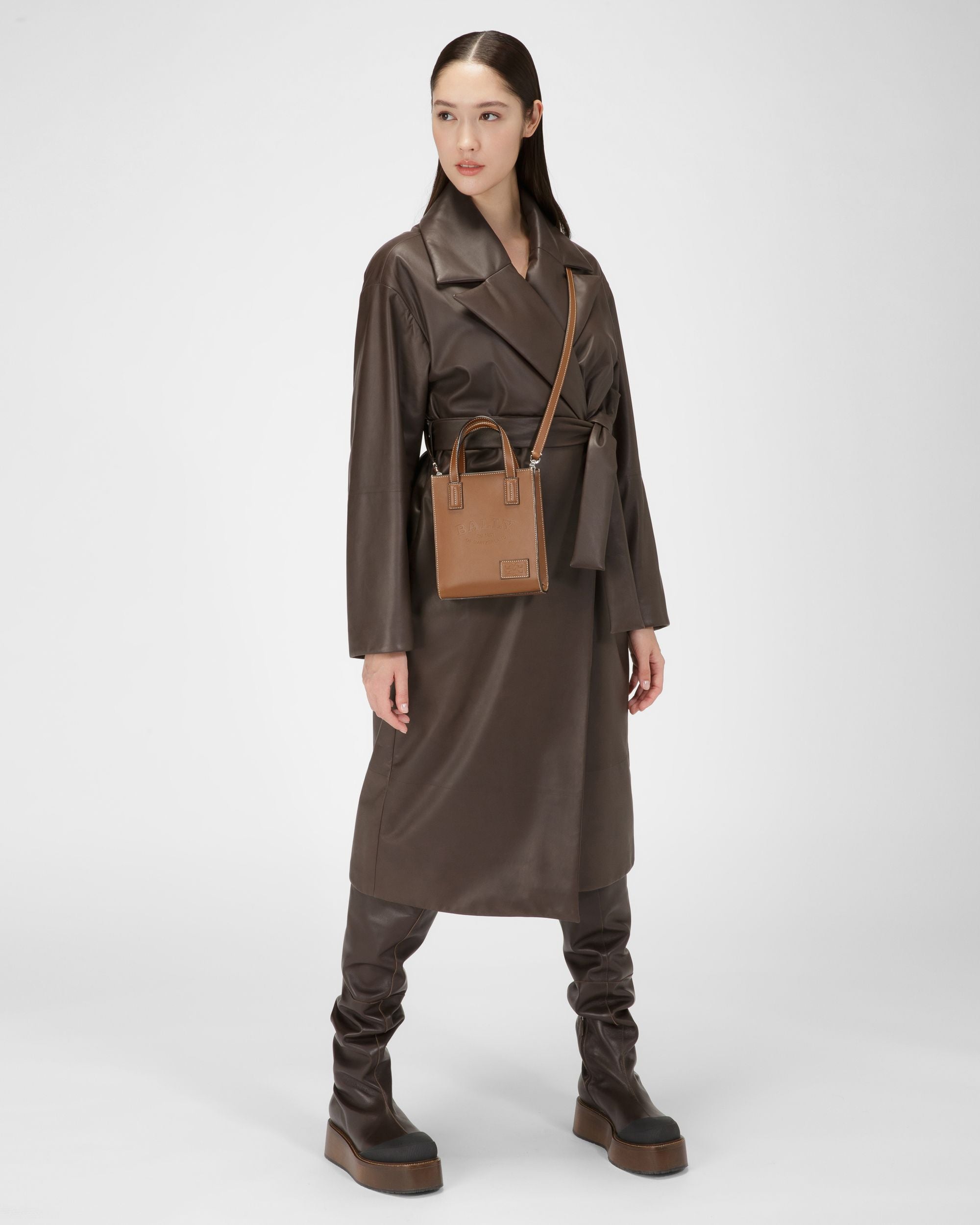 Crystalia Xs Mini-Sac En Cuir Marron - Femme - Bally - 07