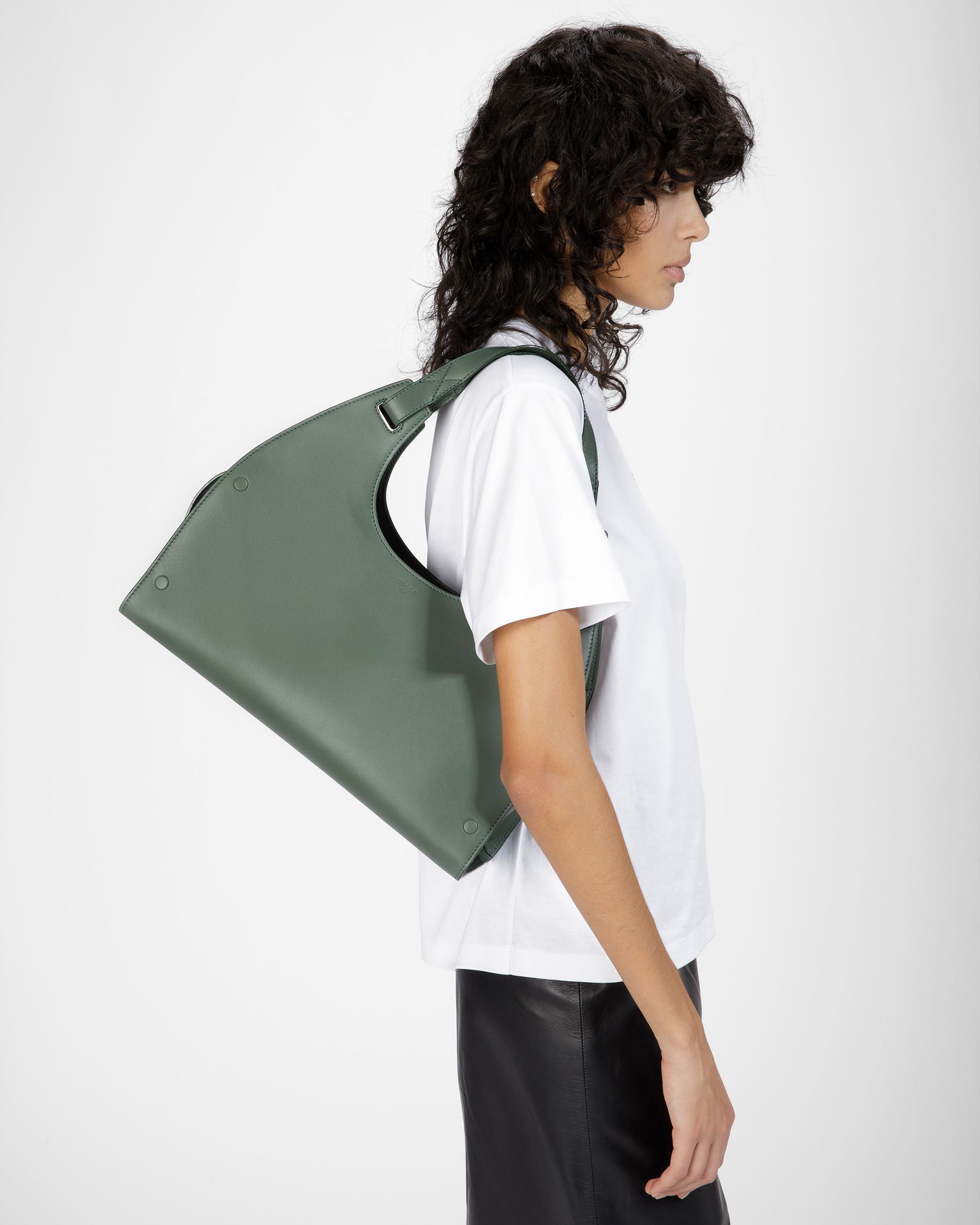 Ahres Schultertasche Aus Leder In Salbei - Damen - Bally - 07
