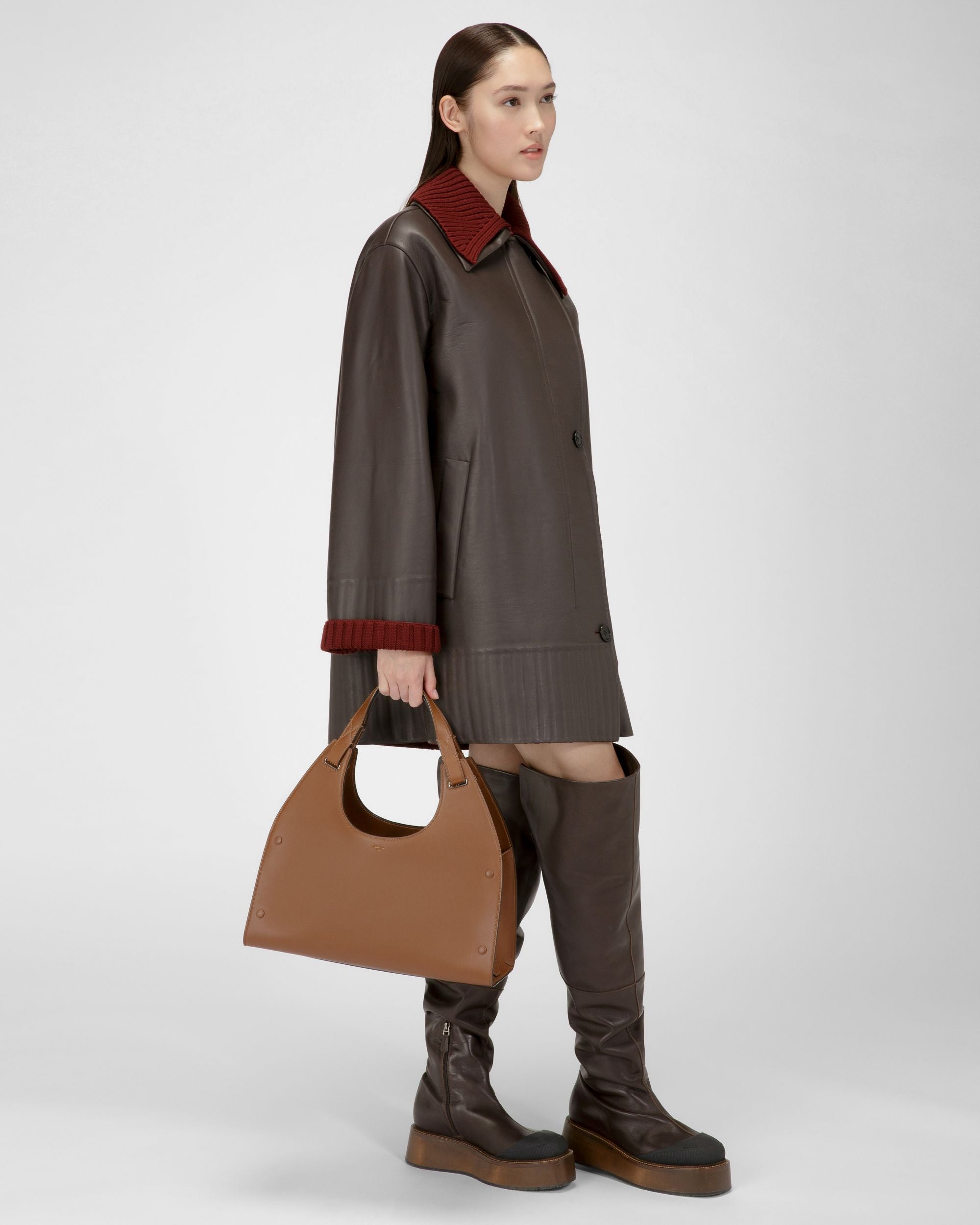 Ahres Schultertasche Aus Braunem Leder - Damen - Bally - 07