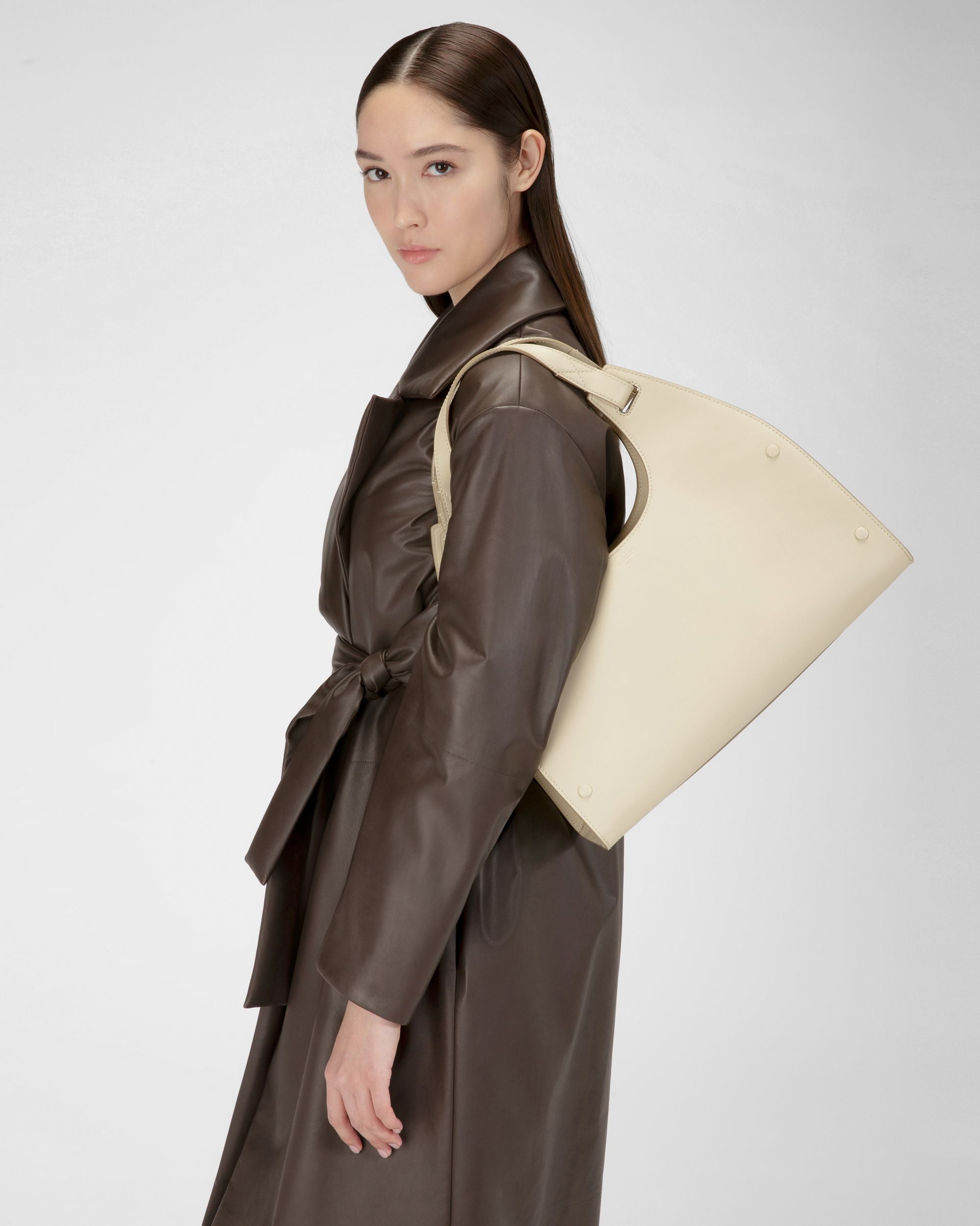 Ahres Sac Porté Épaule En Cuir Beige Clair - Femme - Bally - 02