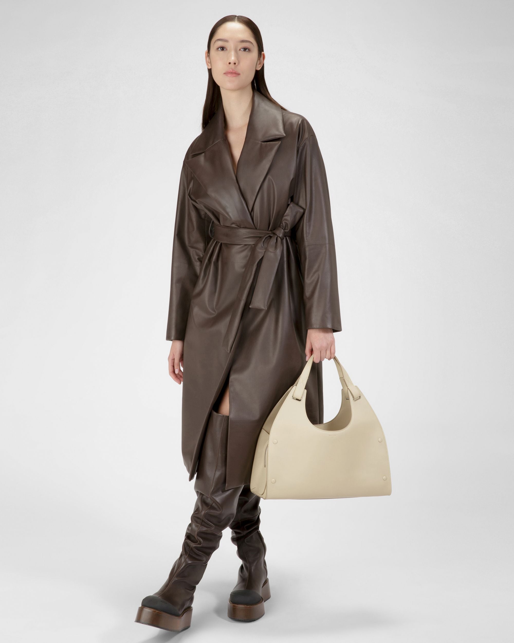 Ahres Sac Porté Épaule En Cuir Beige Clair - Femme - Bally - 07