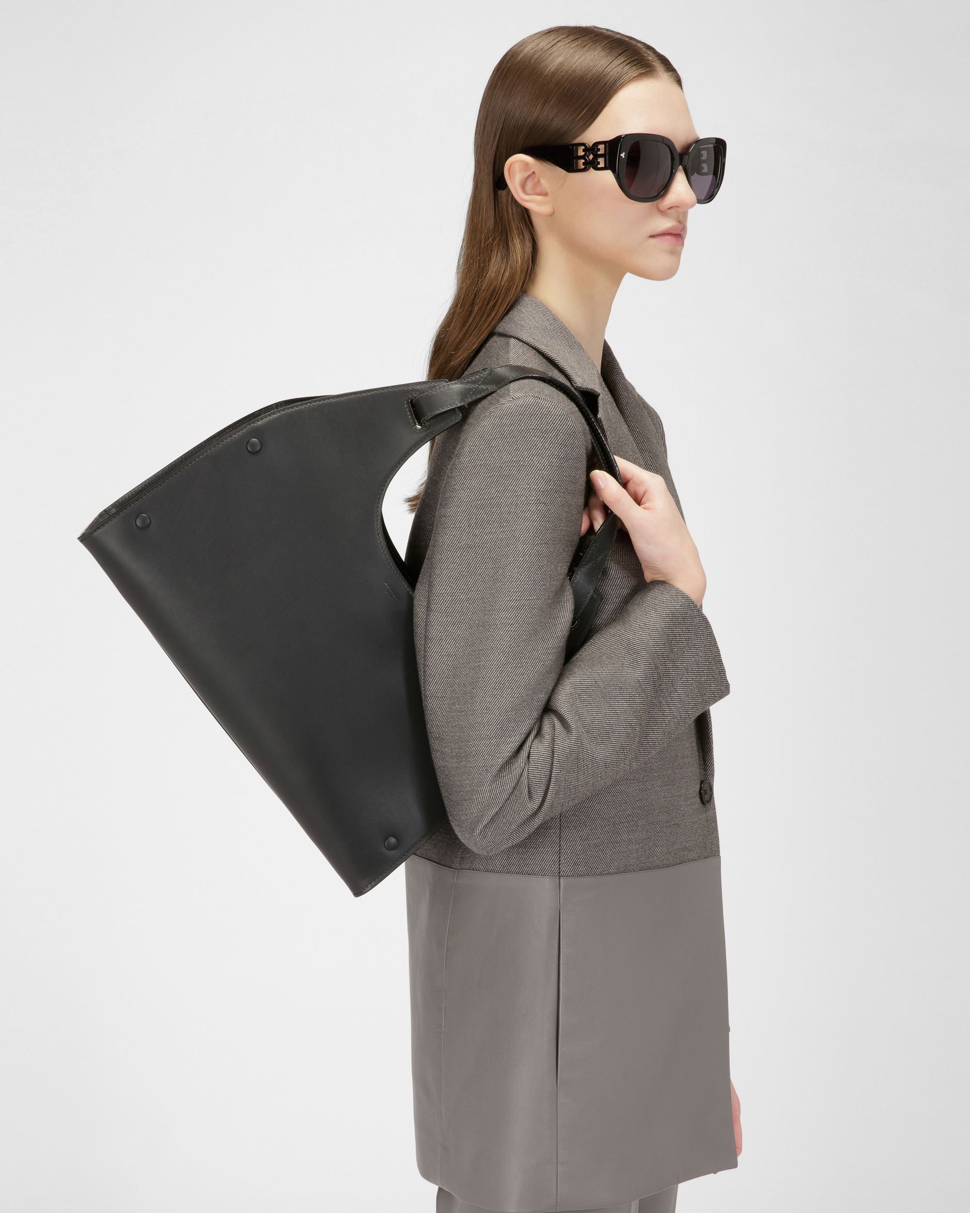 Ahres Sac Porté Épaule En Cuir Noir - Femme - Bally - 02