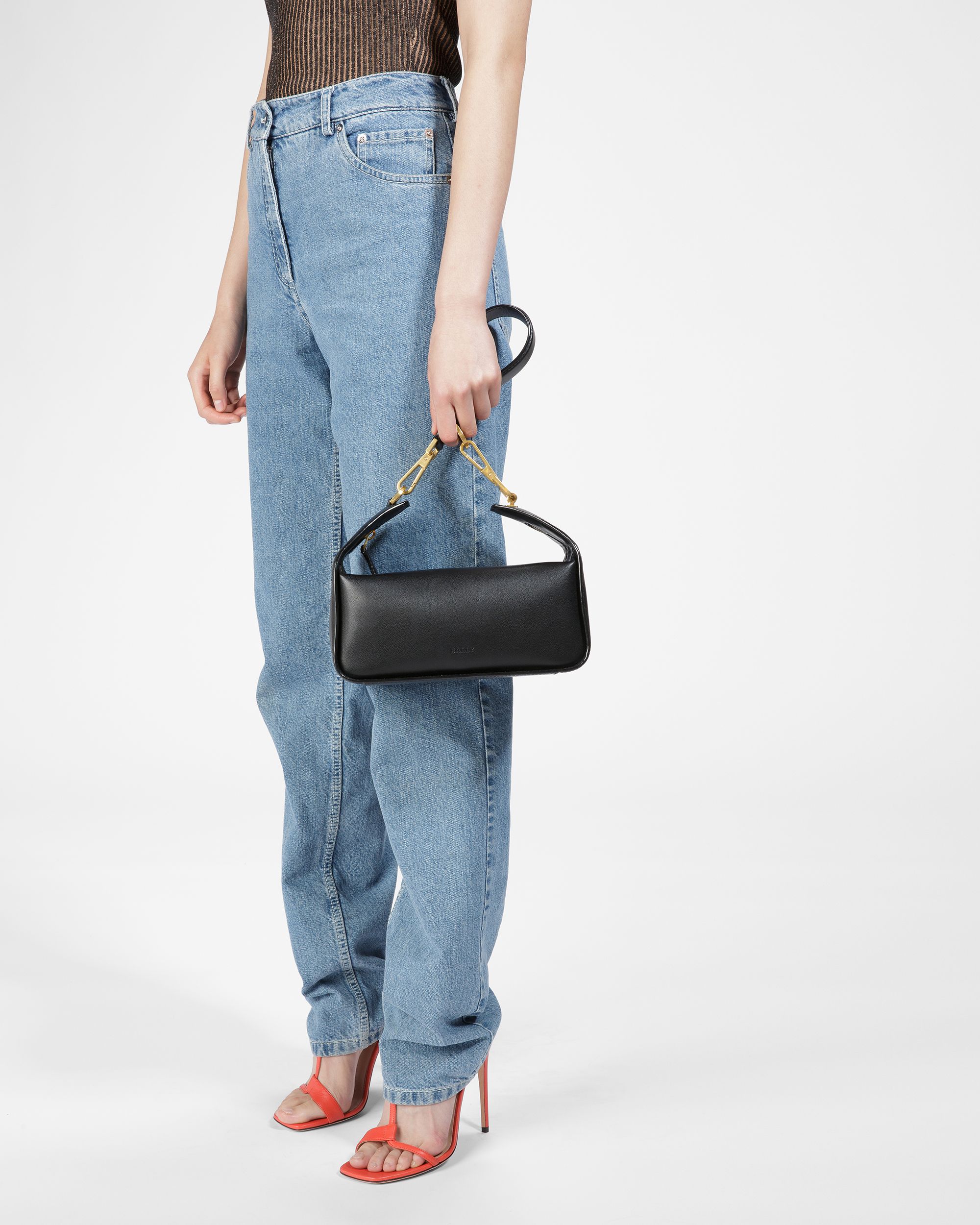 B-Hook Sac Porté Épaule En Cuir Noir - Femme - Bally - 02