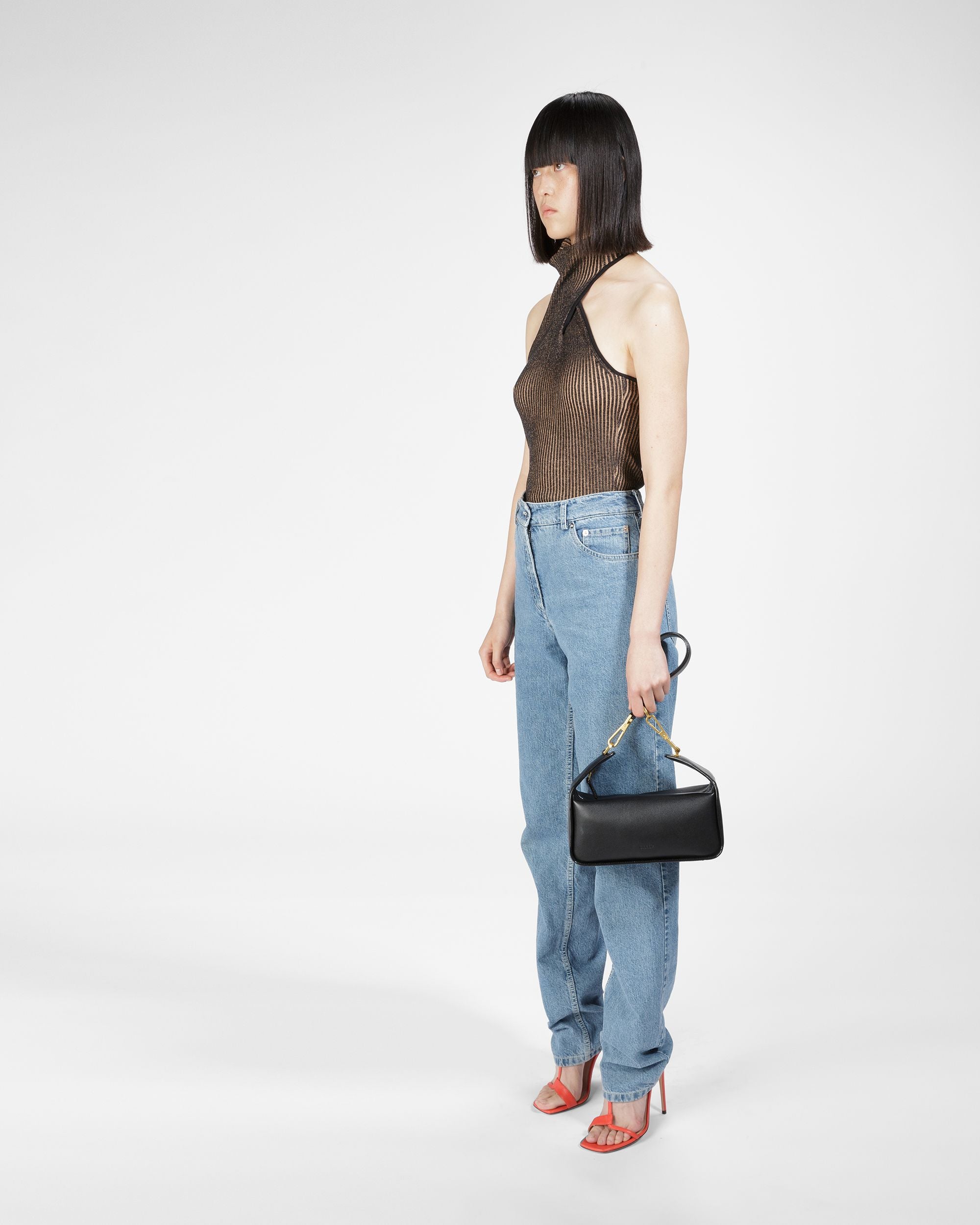 B-Hook Sac Porté Épaule En Cuir Noir - Femme - Bally - 06