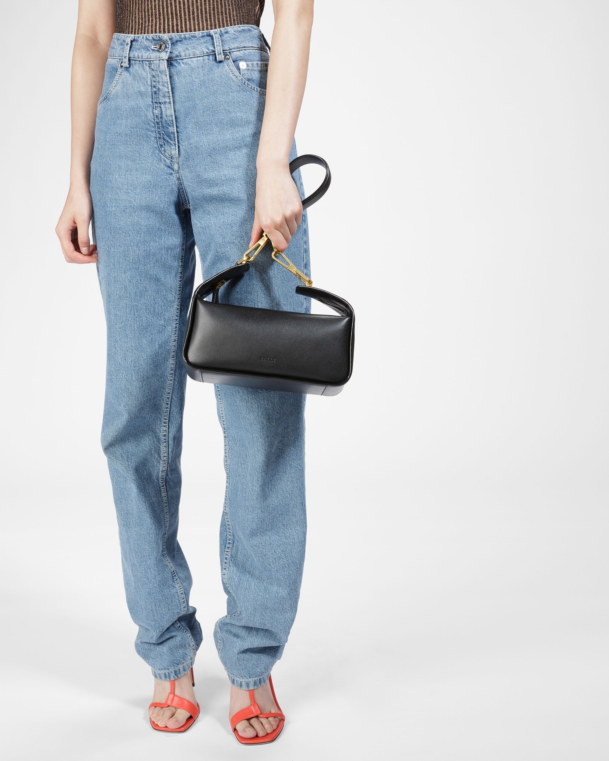 B-Hook Sac Porté Épaule En Cuir Noir - Femme - Bally - 09