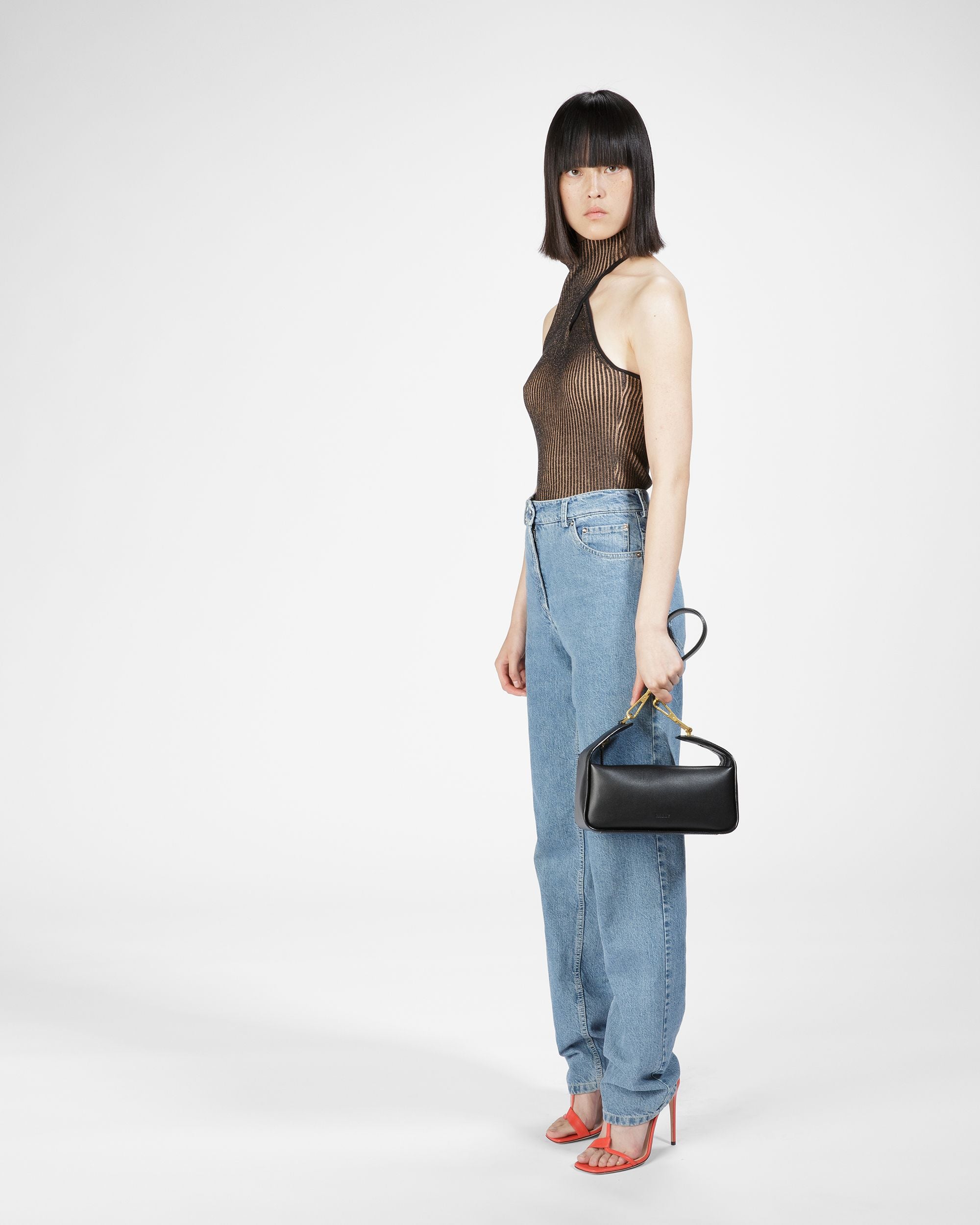 B-Hook Sac Porté Épaule En Cuir Noir - Femme - Bally - 10