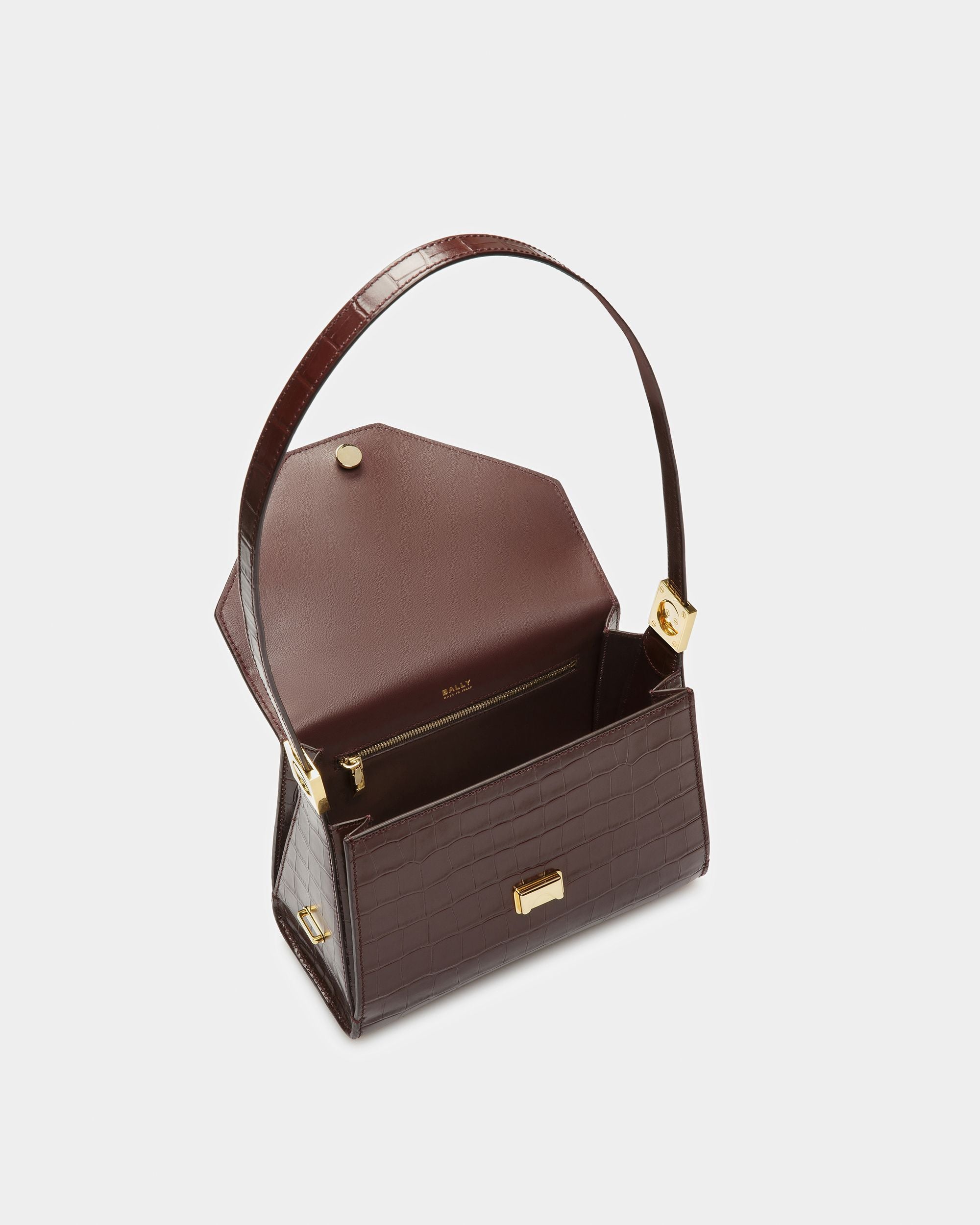 Emblem Henkeltasche Aus Leder Mit Krokoprägung - Damen - Bally - 05