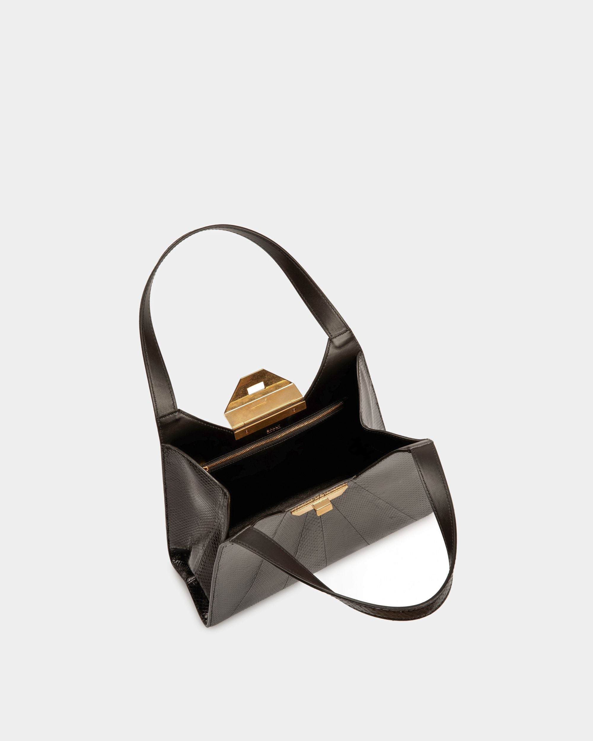 Sac D’Épaule Tilt En Cuir Noir - Femme - Bally - 05