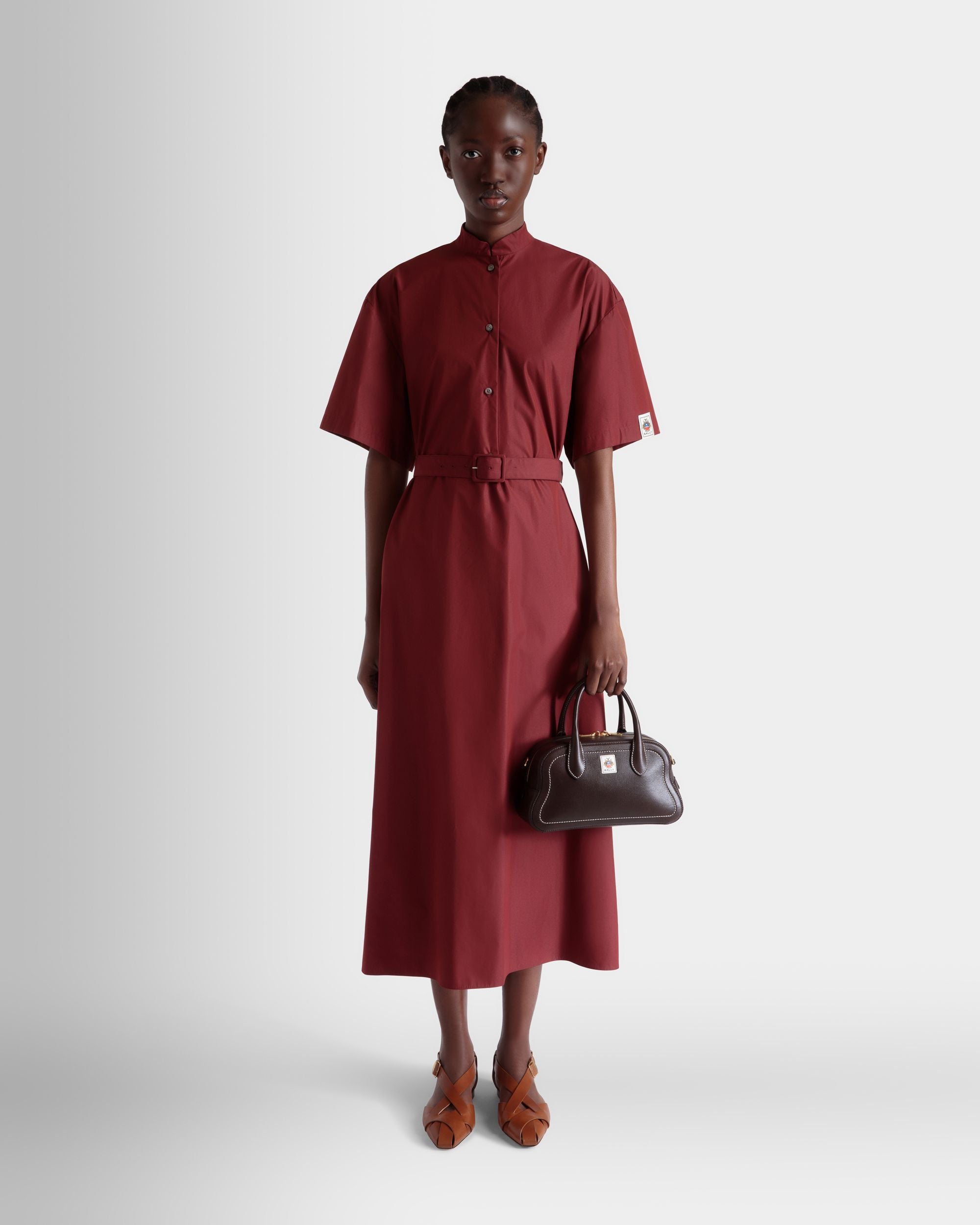 Sac À Anse Supérieure Unda En Cuir Grainé Ebano - Femme - Bally - 02