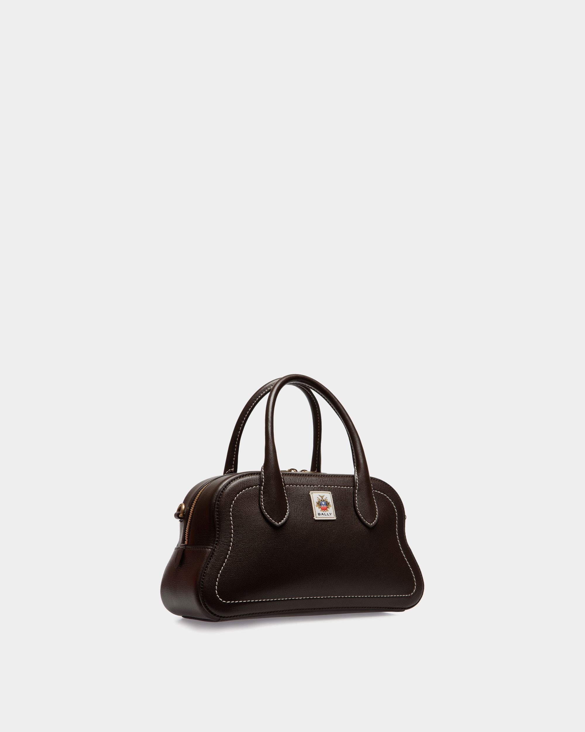 Sac À Anse Supérieure Unda En Cuir Grainé Ebano - Femme - Bally - 04