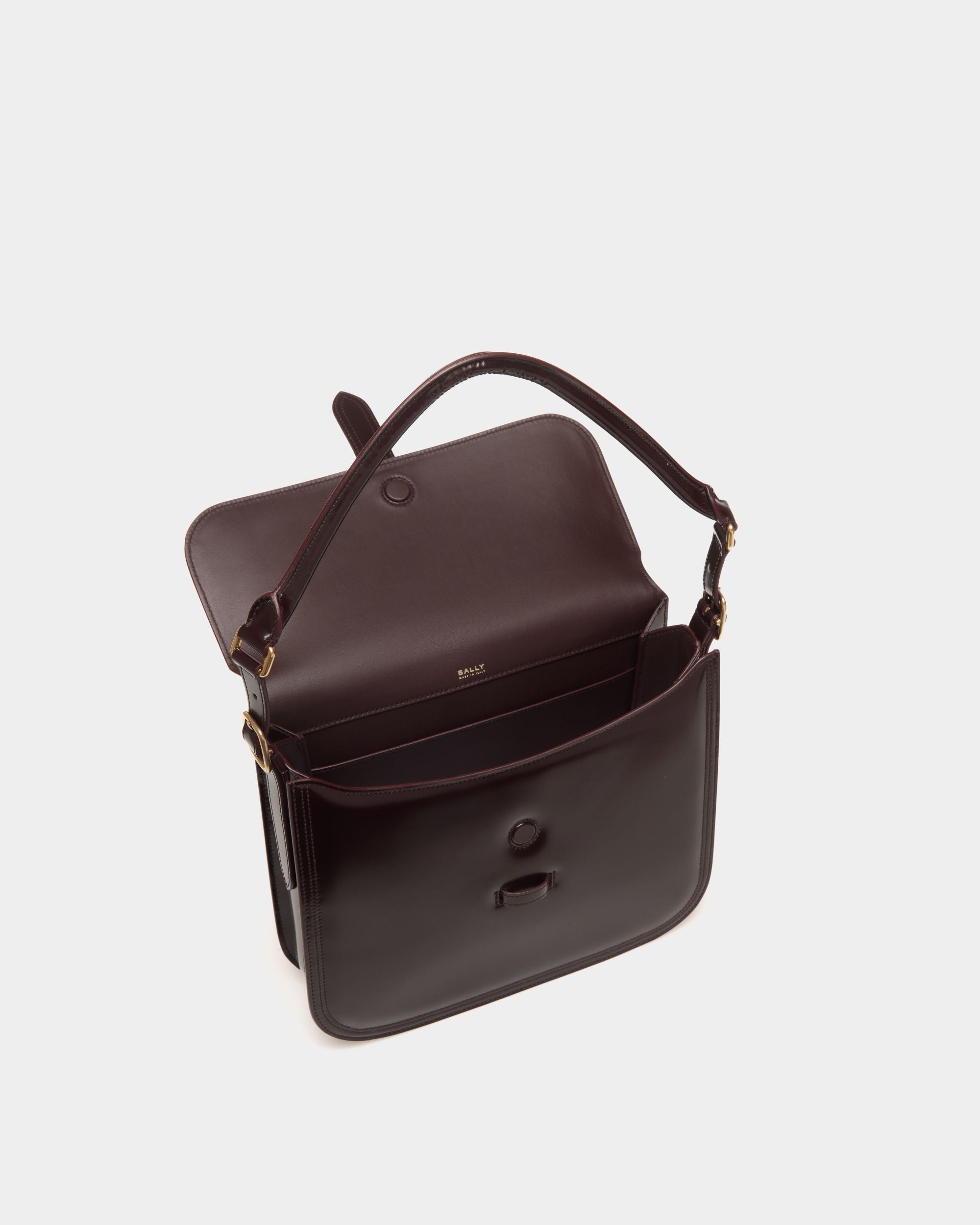 Sac D’épaule Beckett En Cuir Brossé Deep Burgundy - Femme - Bally - 04