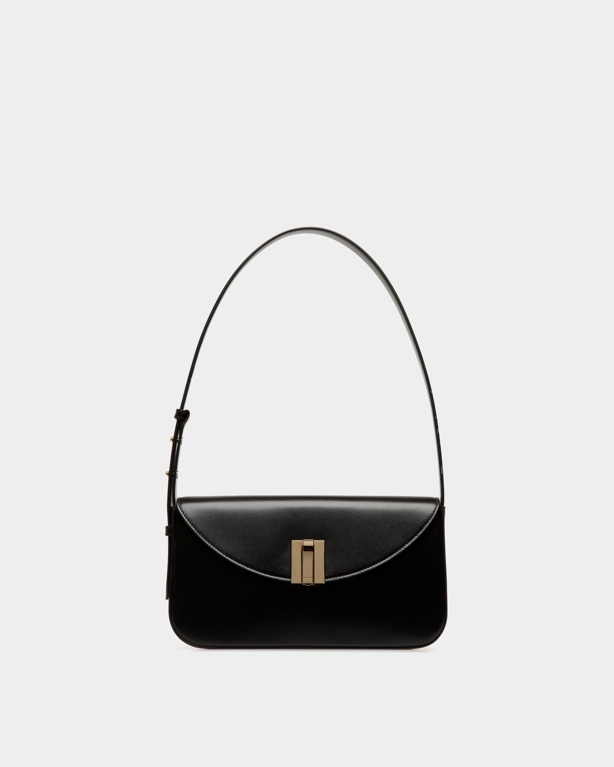Bolso De Hombro Pequeño Ollam De Piel Negra - Mujer - Bally - 01