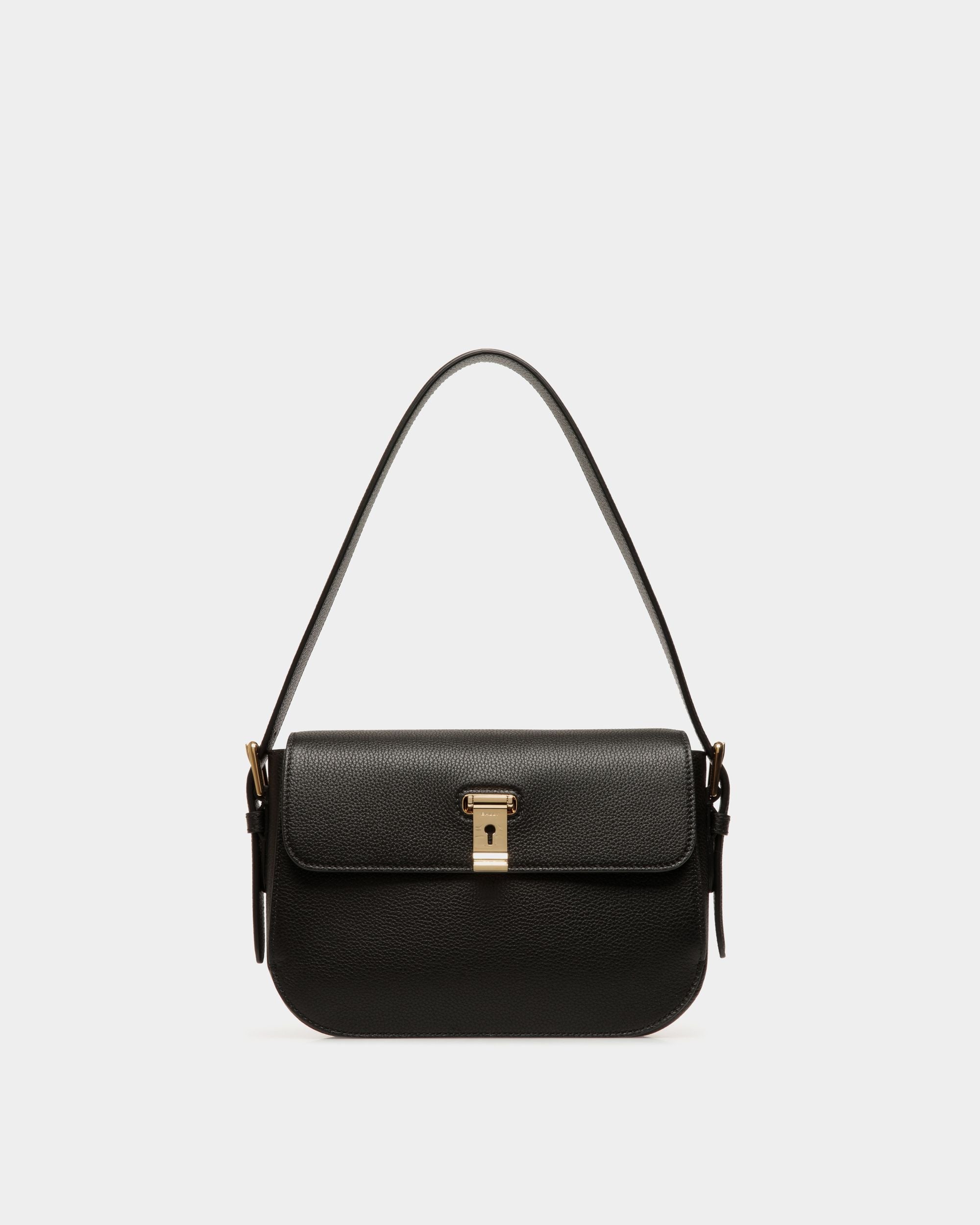 Lock Me Schultertasche Aus Genarbtem Leder In Schwarz - Damen - Bally - 01