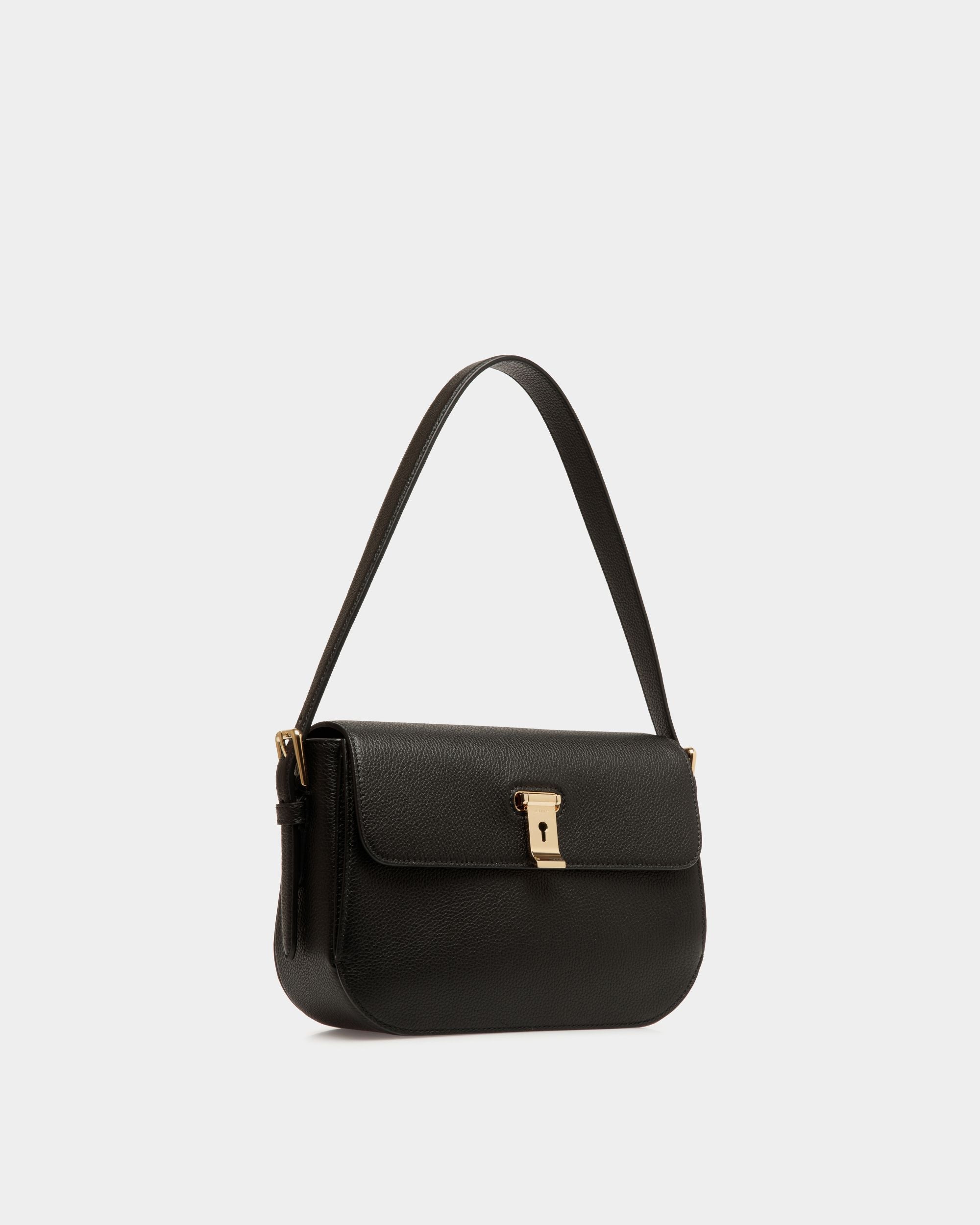 Lock Me Schultertasche Aus Genarbtem Leder In Schwarz - Damen - Bally - 04