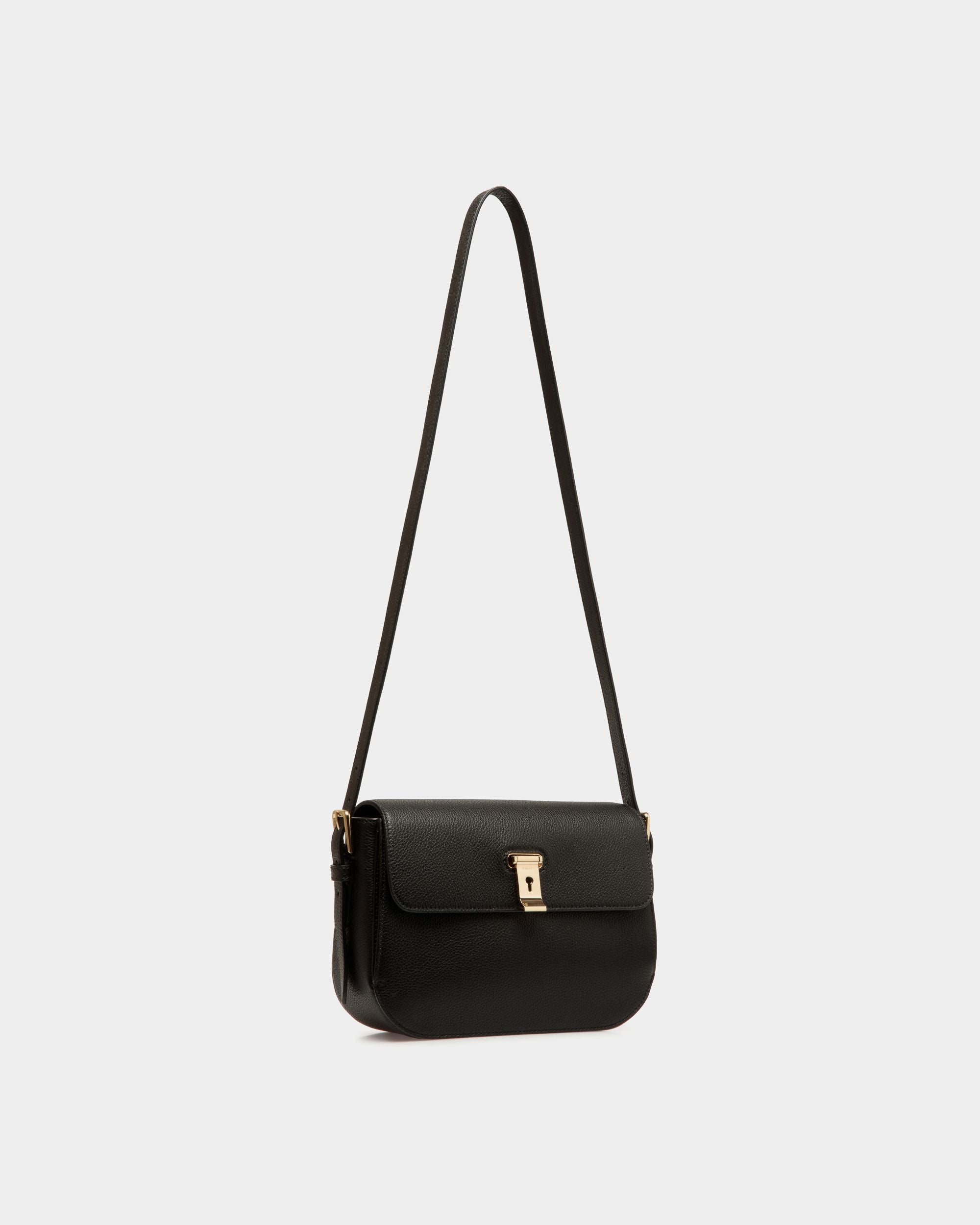 Lock Me Schultertasche Aus Genarbtem Leder In Schwarz - Damen - Bally - 05