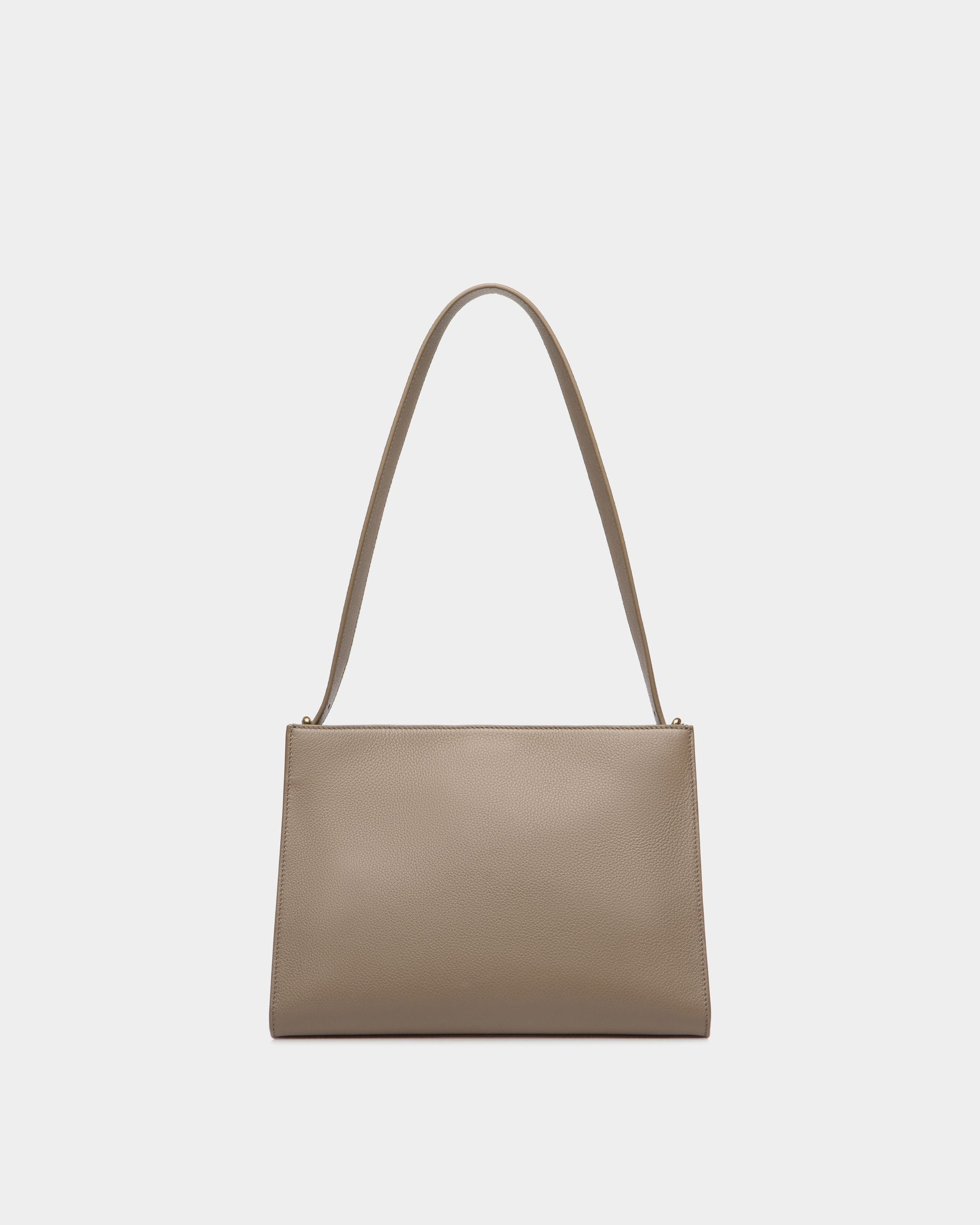 Bolso De Hombro Lock Me De Piel Granulada Topo - Mujer - Bally - 02