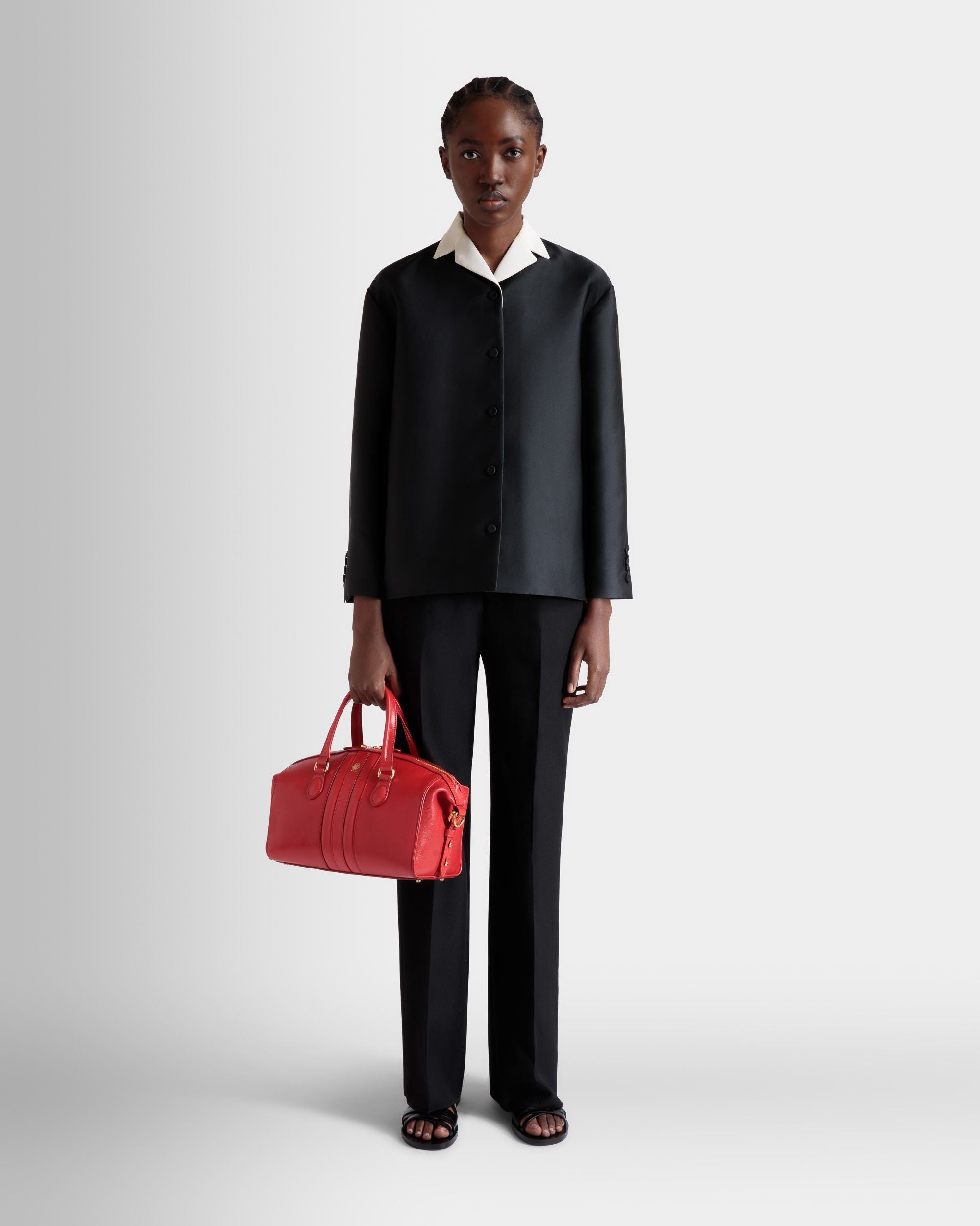 Beckett Top Handle Bag In Red Leather - Femme - Bally - 02