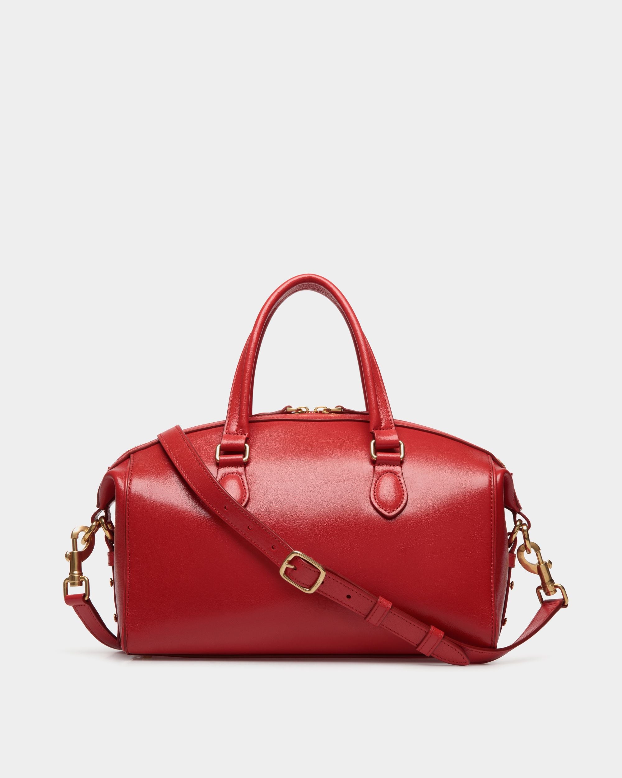 Beckett Top Handle Bag In Red Leather - Femme - Bally - 03