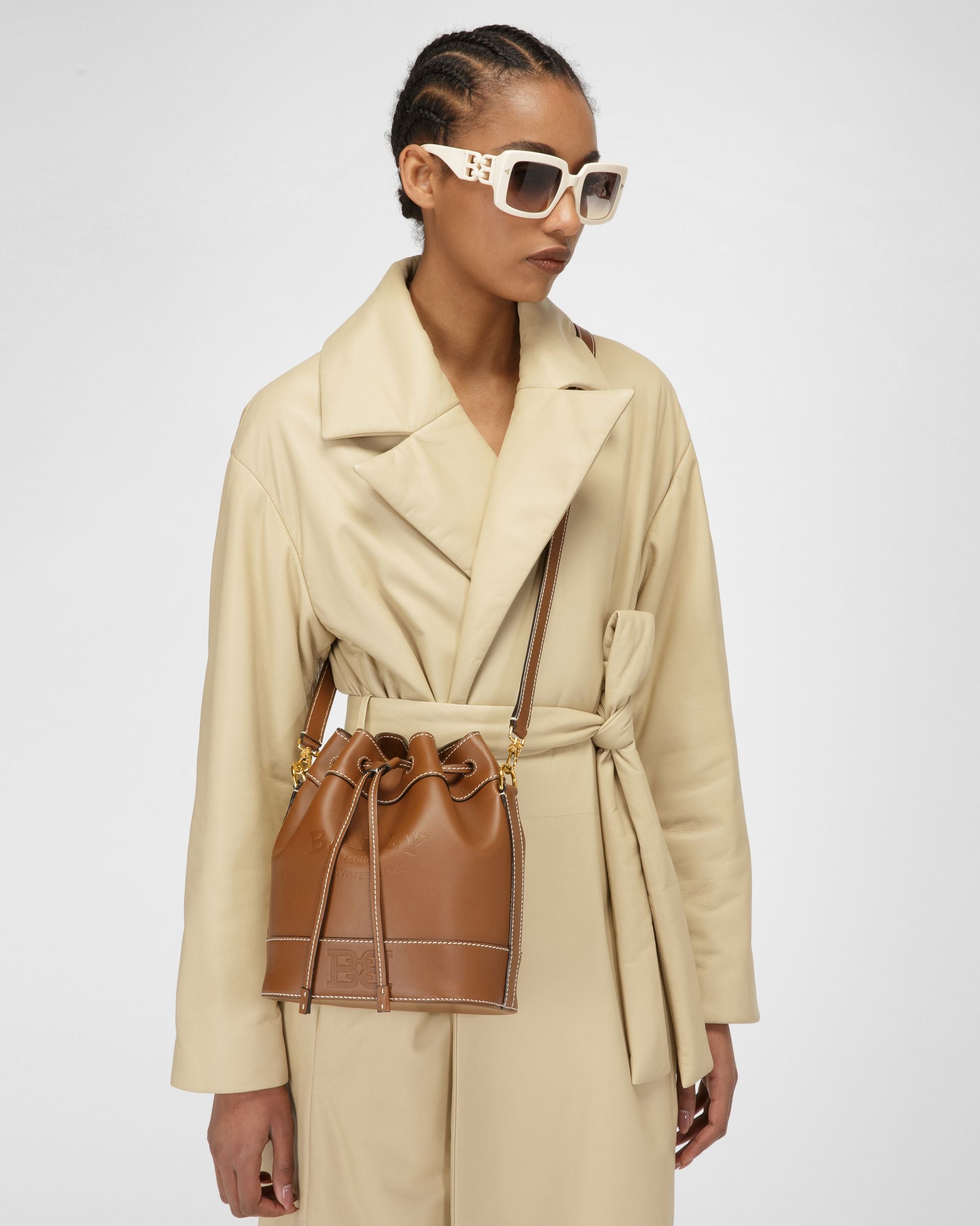 Cleoh Sac Seau En Cuir Marron - Femme - Bally - 02