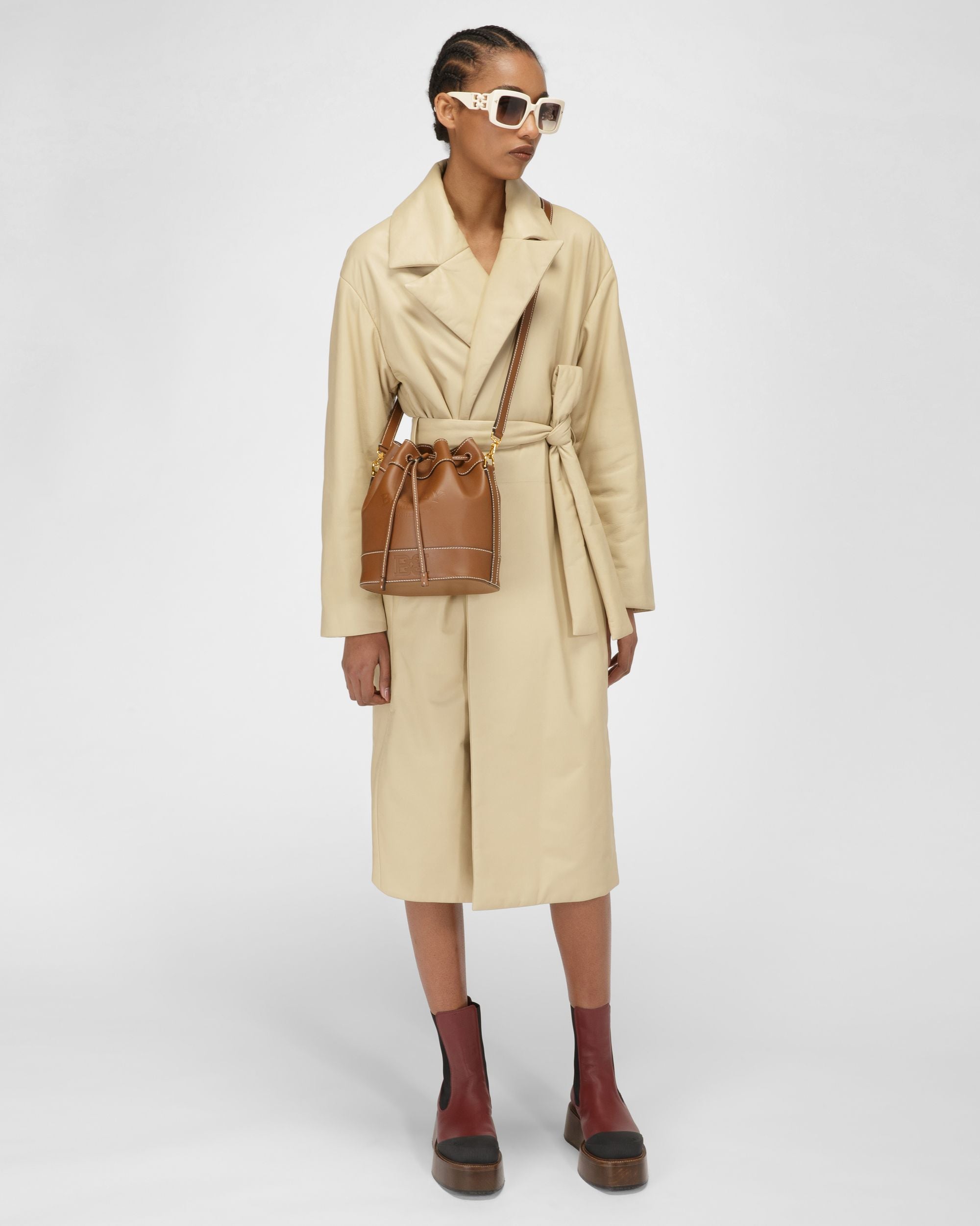 Cleoh Sac Seau En Cuir Marron - Femme - Bally - 06