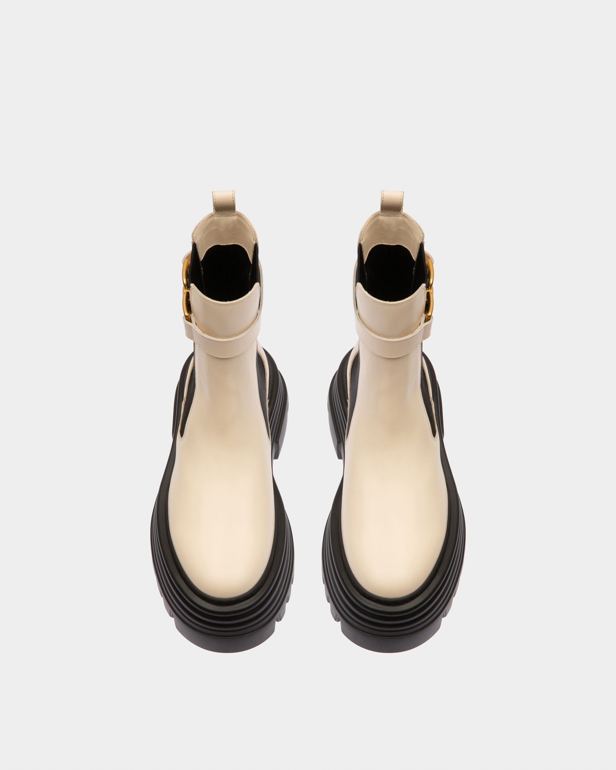 Greby Leather Booties In Bone - Women's - Bally - 02