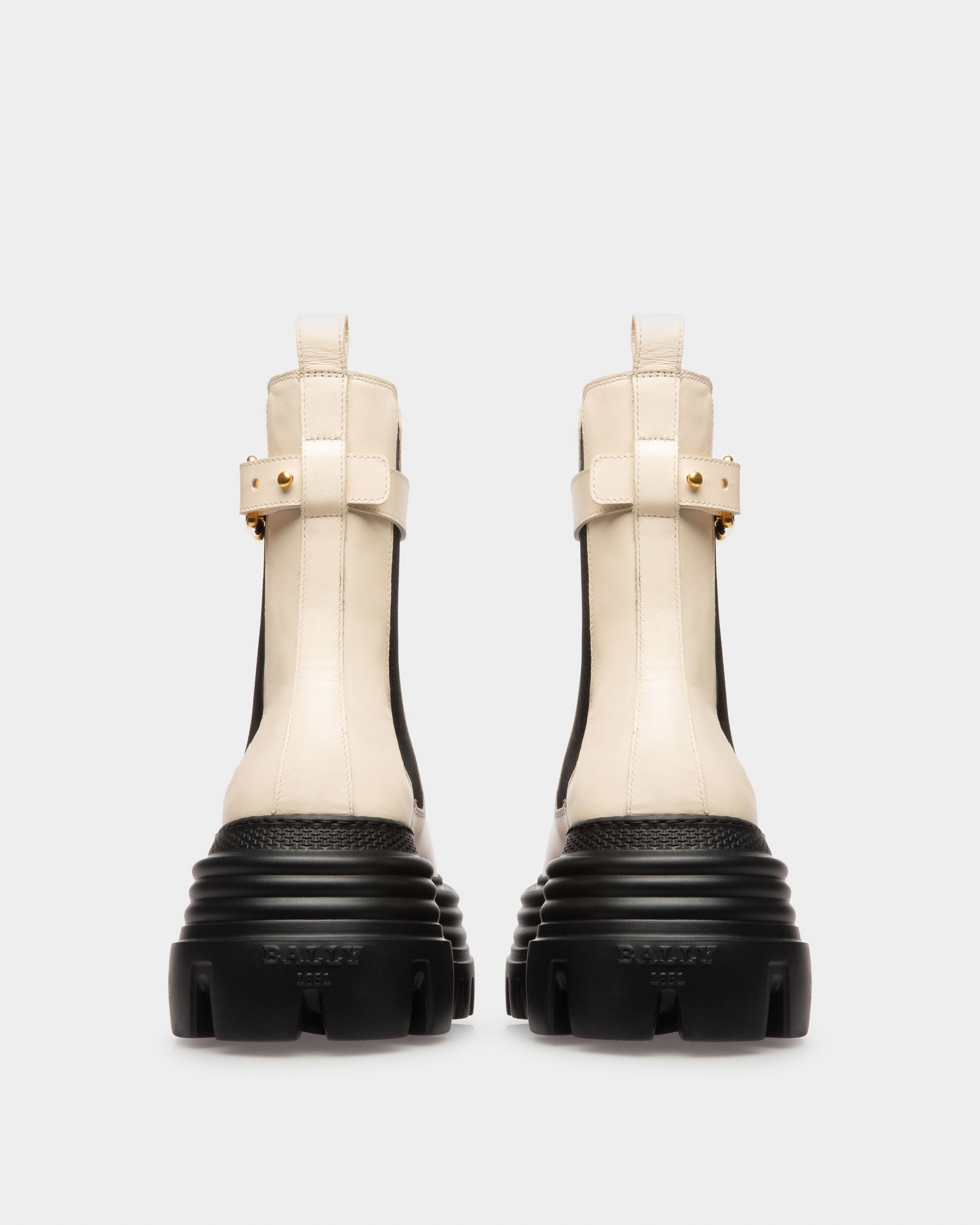 Greby Leather Booties In Bone - Women's - Bally - 03