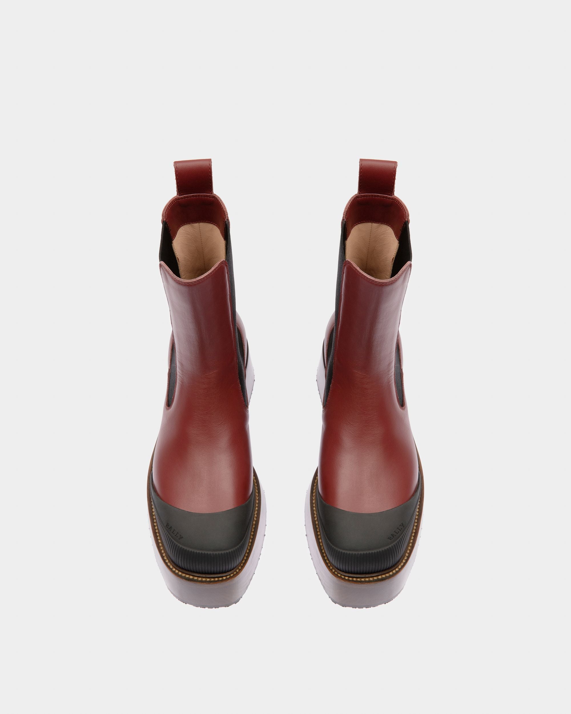 Ilene Leather Booties In Heritage Red - Women's - Bally - 02