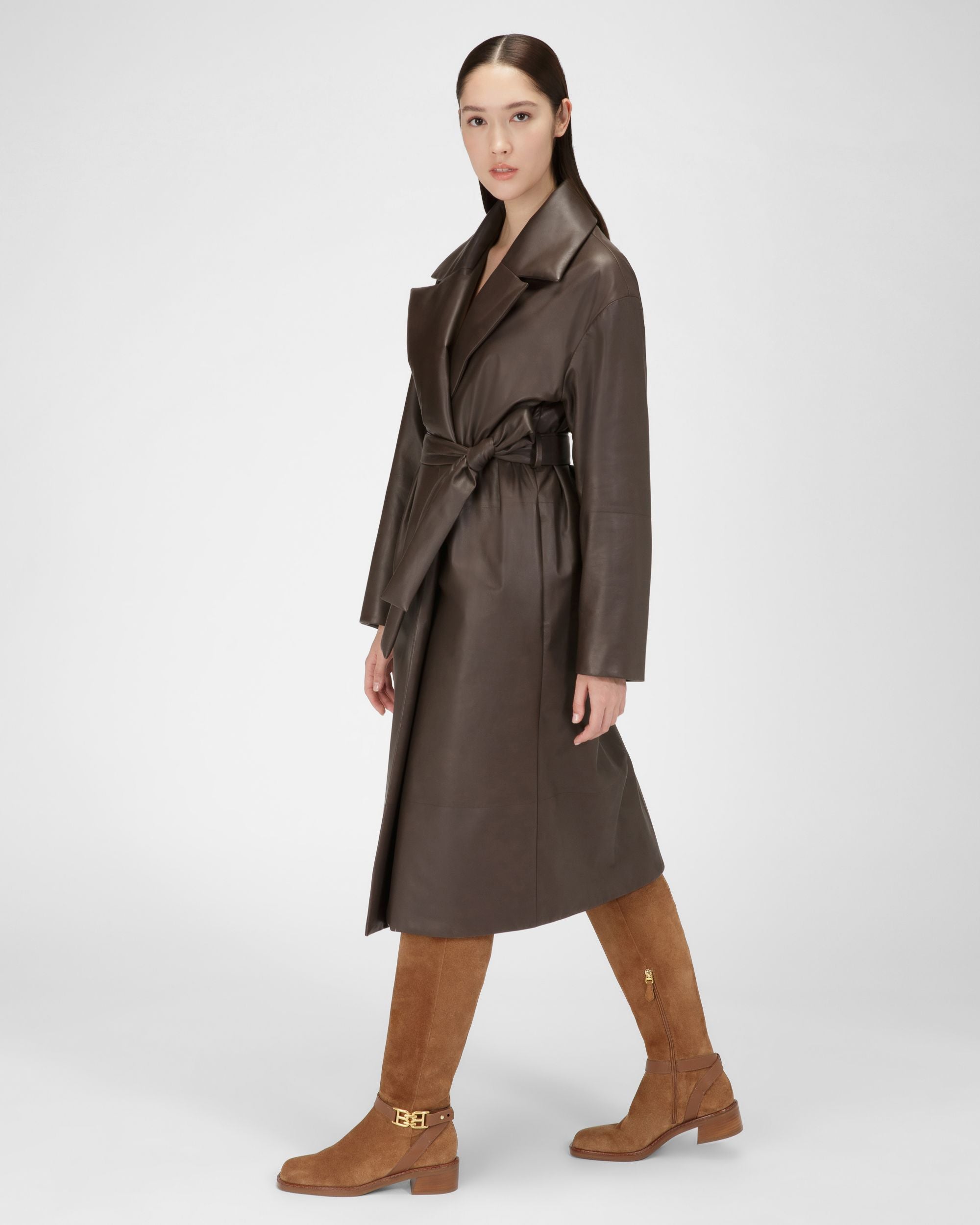 Eloire Bottes Longues En Cuir Marron - Femme - Bally - 03