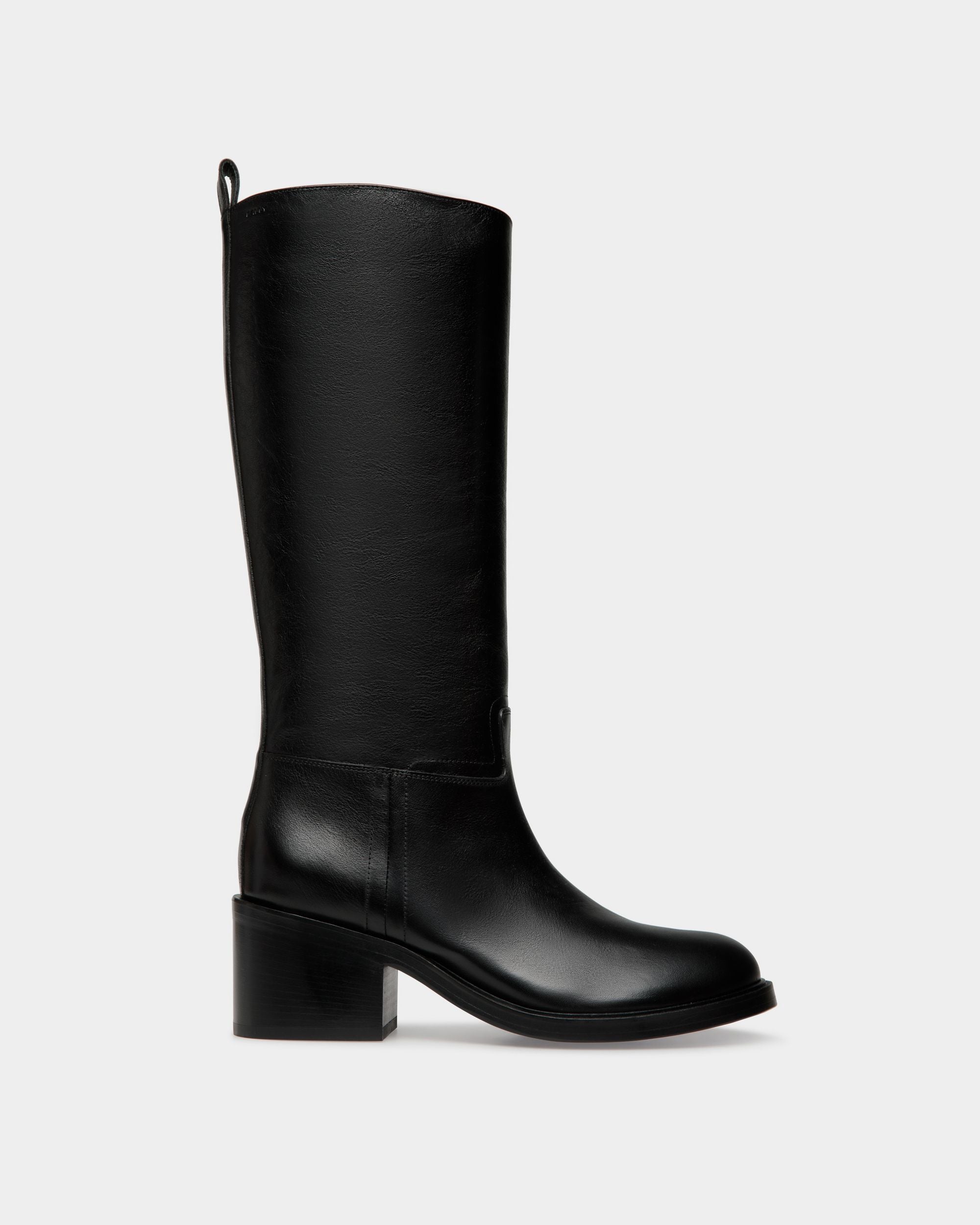 Botte Peggy En Cuir Noir - Femme - Bally - 01