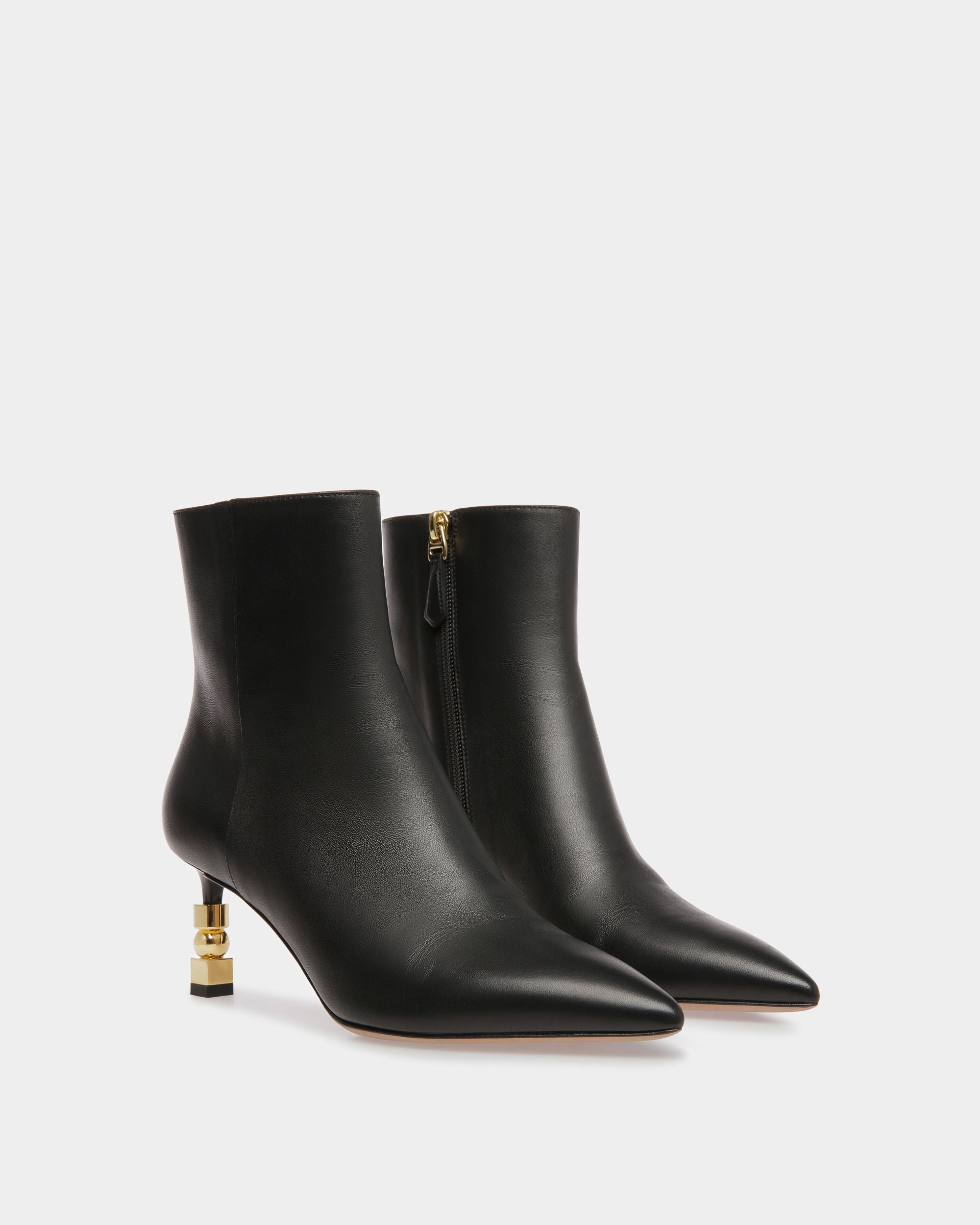 Block Booties In Black Leather - Women's - Bally - 03