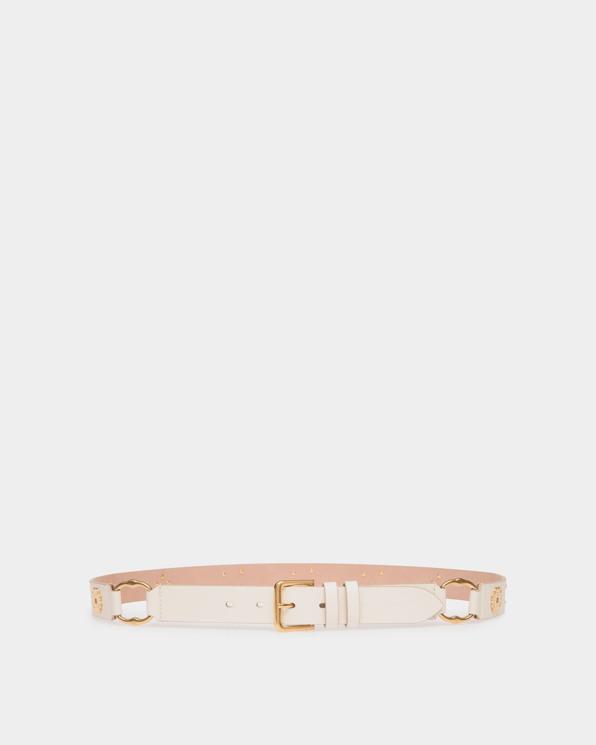 Women s Arkle 95 cm Belt in White Leather Bally