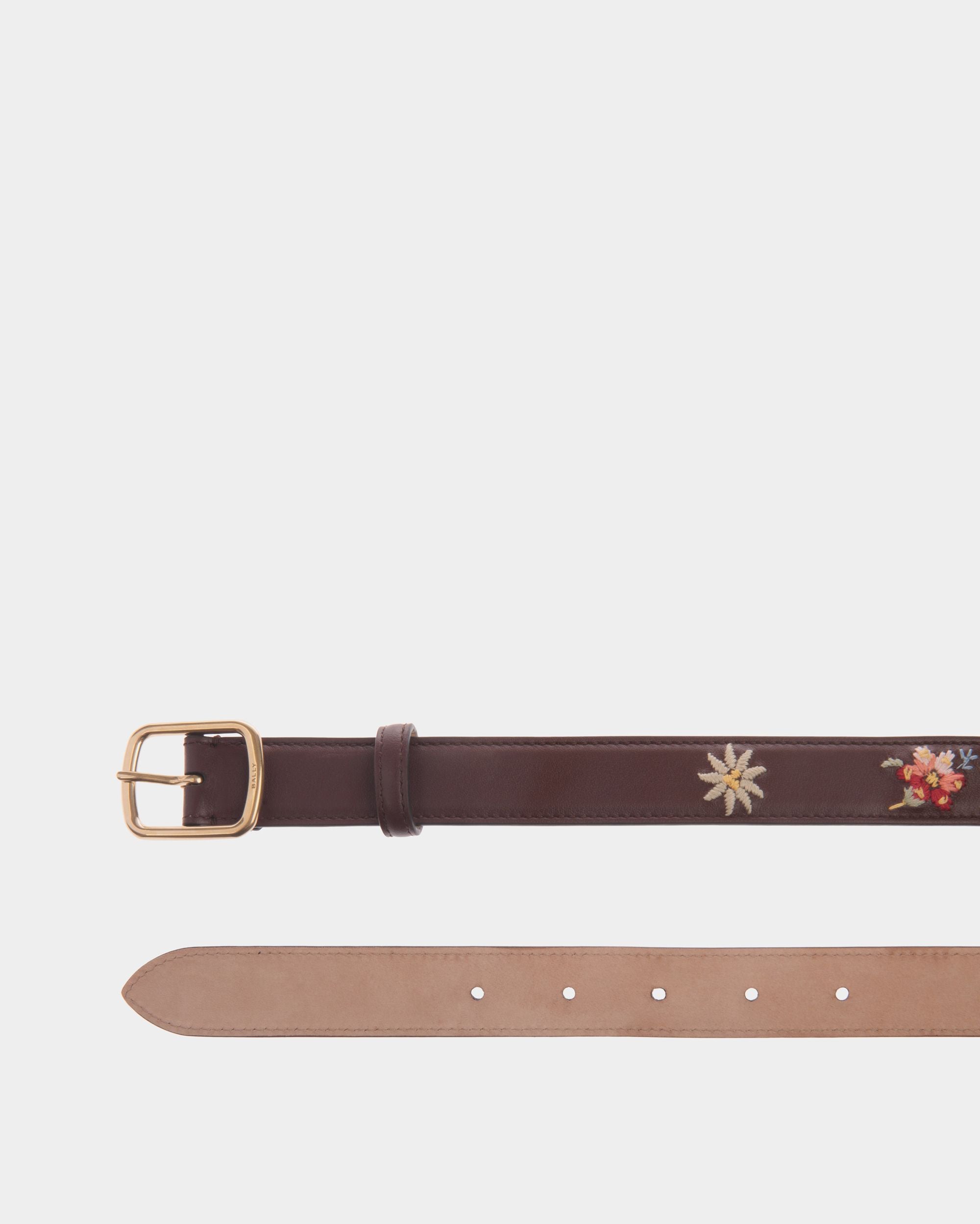 Cinturón De 25 Mm De La Cápsula Winter De Piel Chestnut Brown - Mujer - Bally - 02