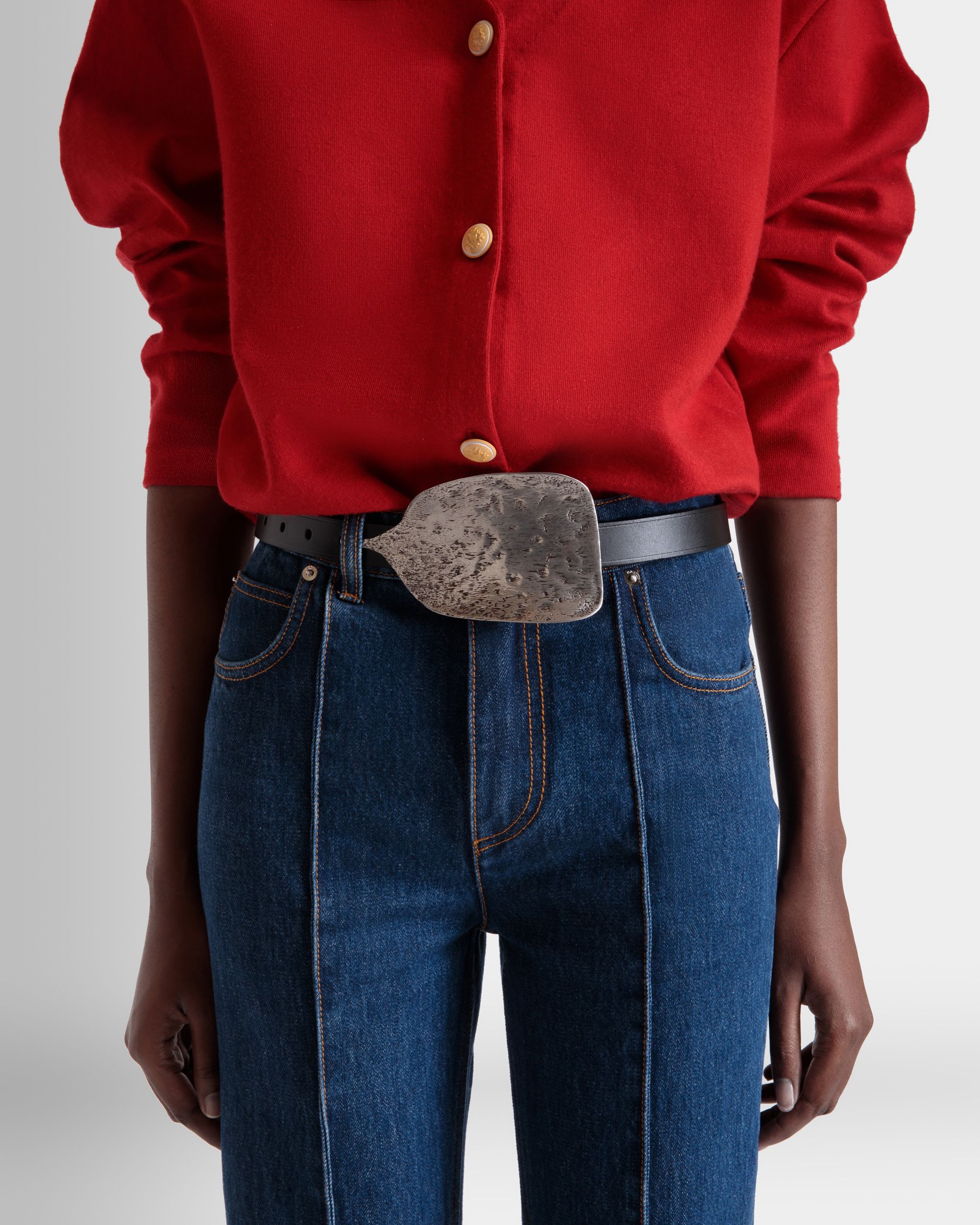 Ceinture Swissness En Cuir Noir - Femme - Bally - 04