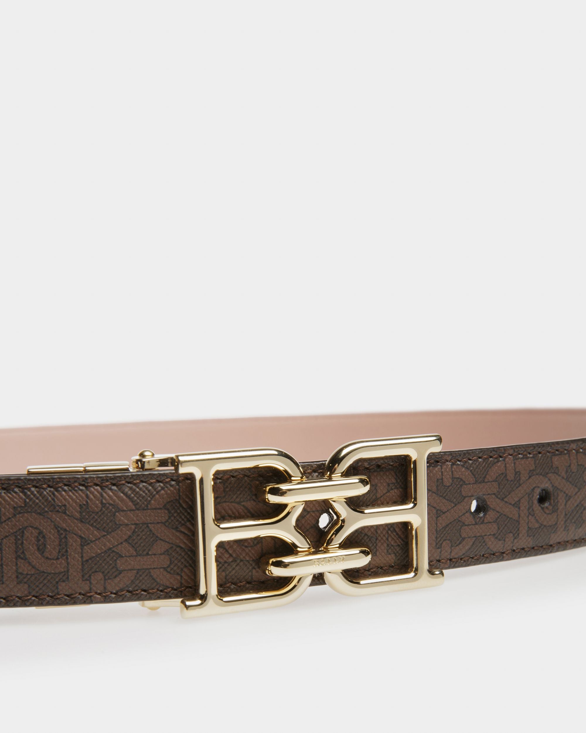 B-Chain Ceinture De 25 Mm En Tpu Et Cuir Marron Et Rose Pâle - Femme - Bally - 03
