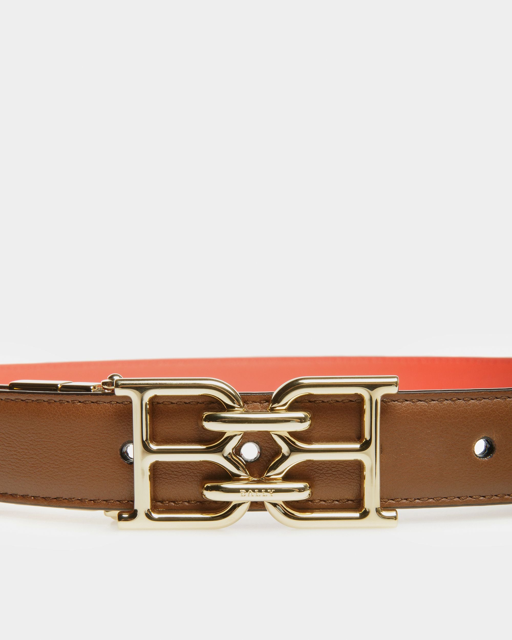 B Chain Wendbarer Gürtel Aus Leder In Braun Und Orange - Damen - Bally - 03