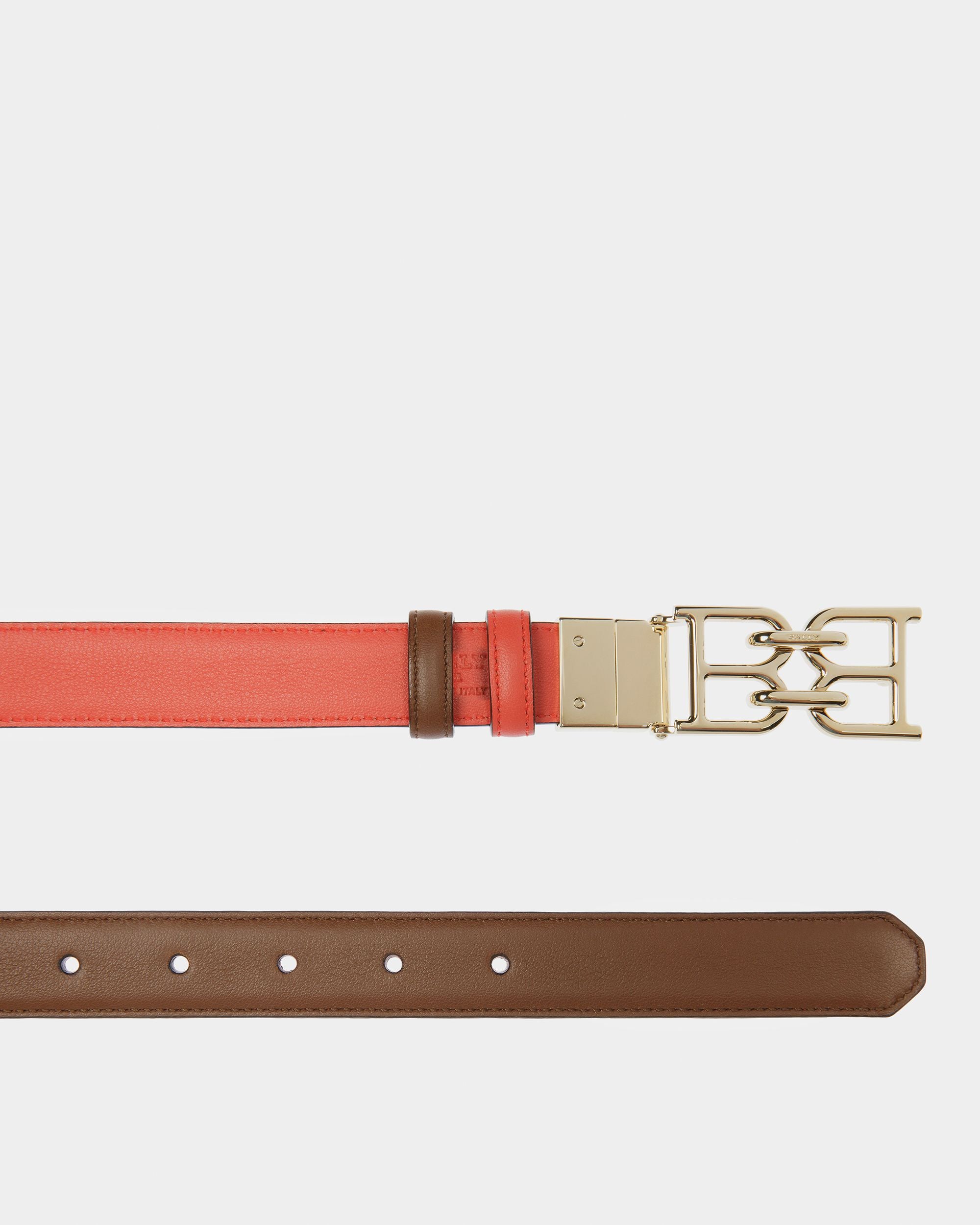 B Chain Wendbarer Gürtel Aus Leder In Braun Und Orange - Damen - Bally - 05