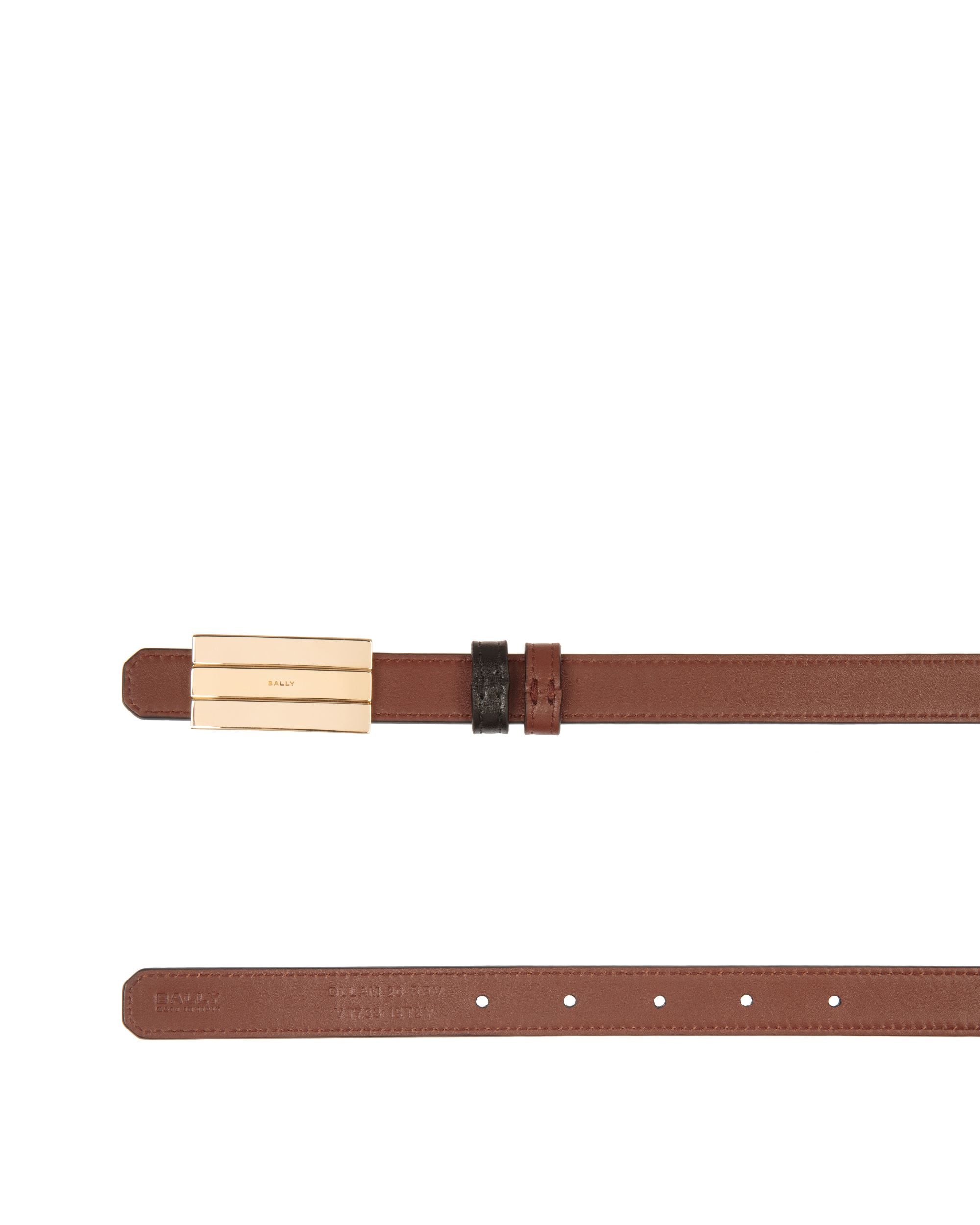 Ollam 20mm Reversible Belt in Black and Brown Leather - Femme - Bally - 02