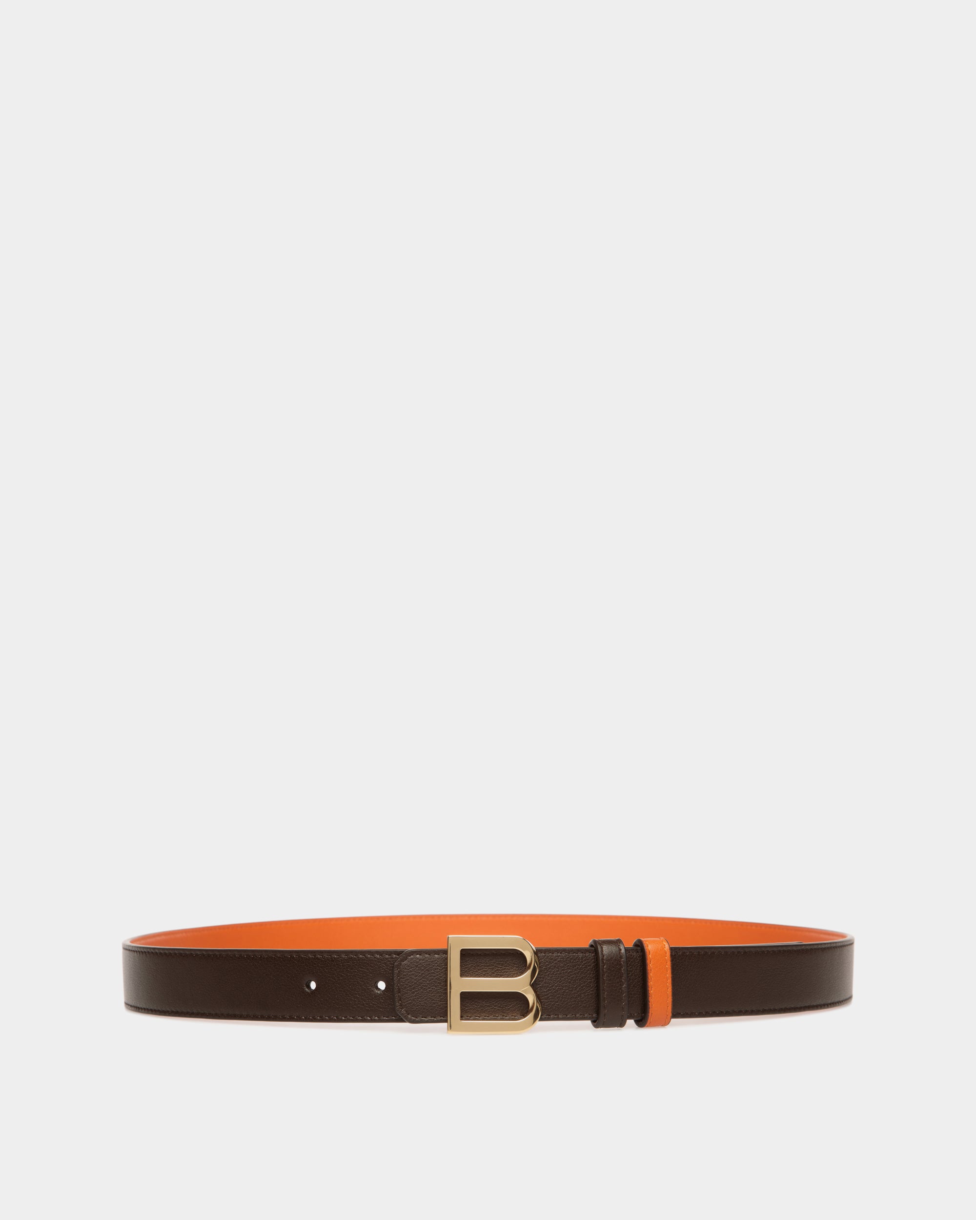 B Twist 25 Mm Wendegürtel Aus Leder In Ebenholzschwarz Und Koi Orange - Damen - Bally - 01