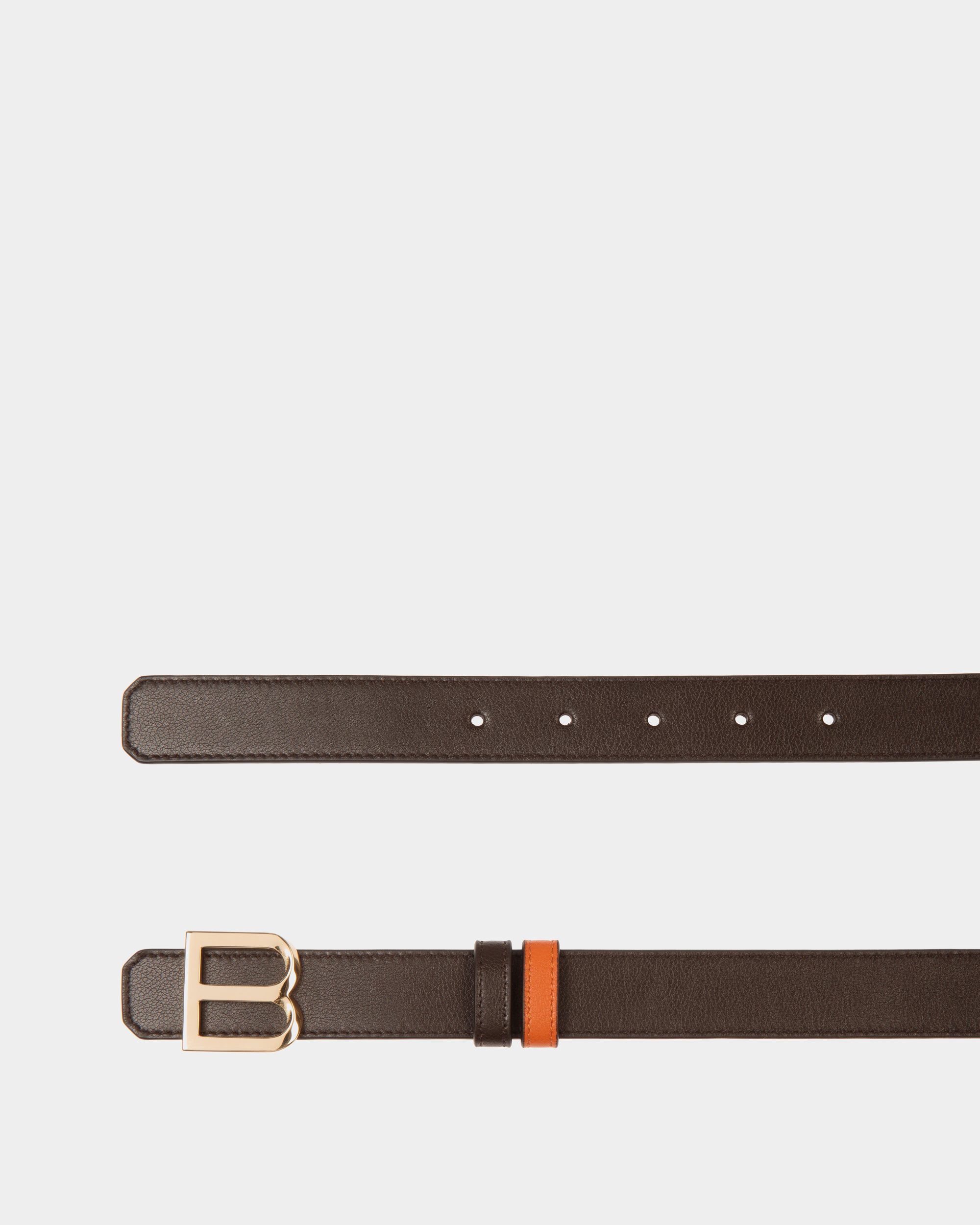 B Twist 25 Mm Wendegürtel Aus Leder In Ebenholzschwarz Und Koi Orange - Damen - Bally - 02