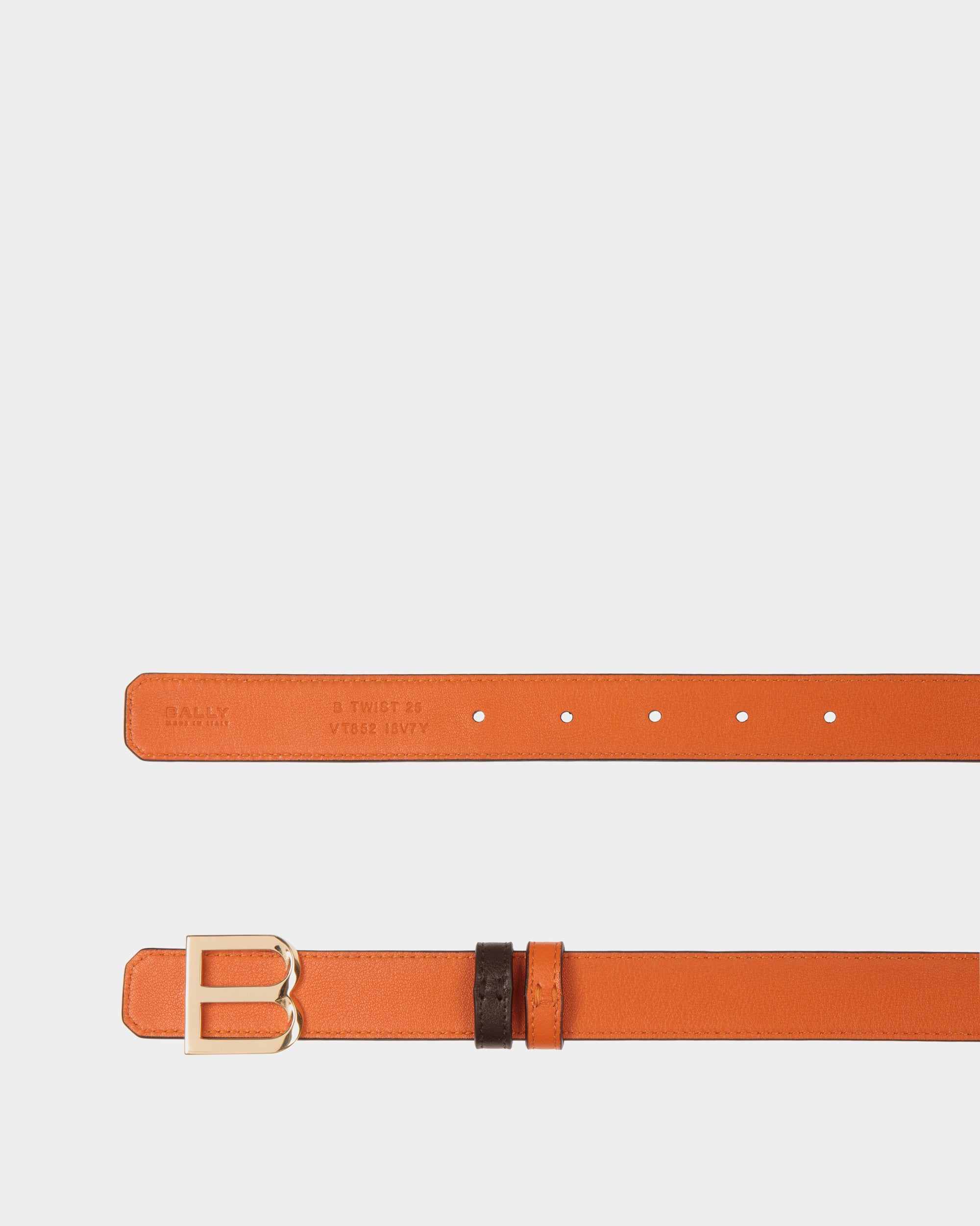 B Twist 25 Mm Wendegürtel Aus Leder In Ebenholzschwarz Und Koi Orange - Damen - Bally - 03